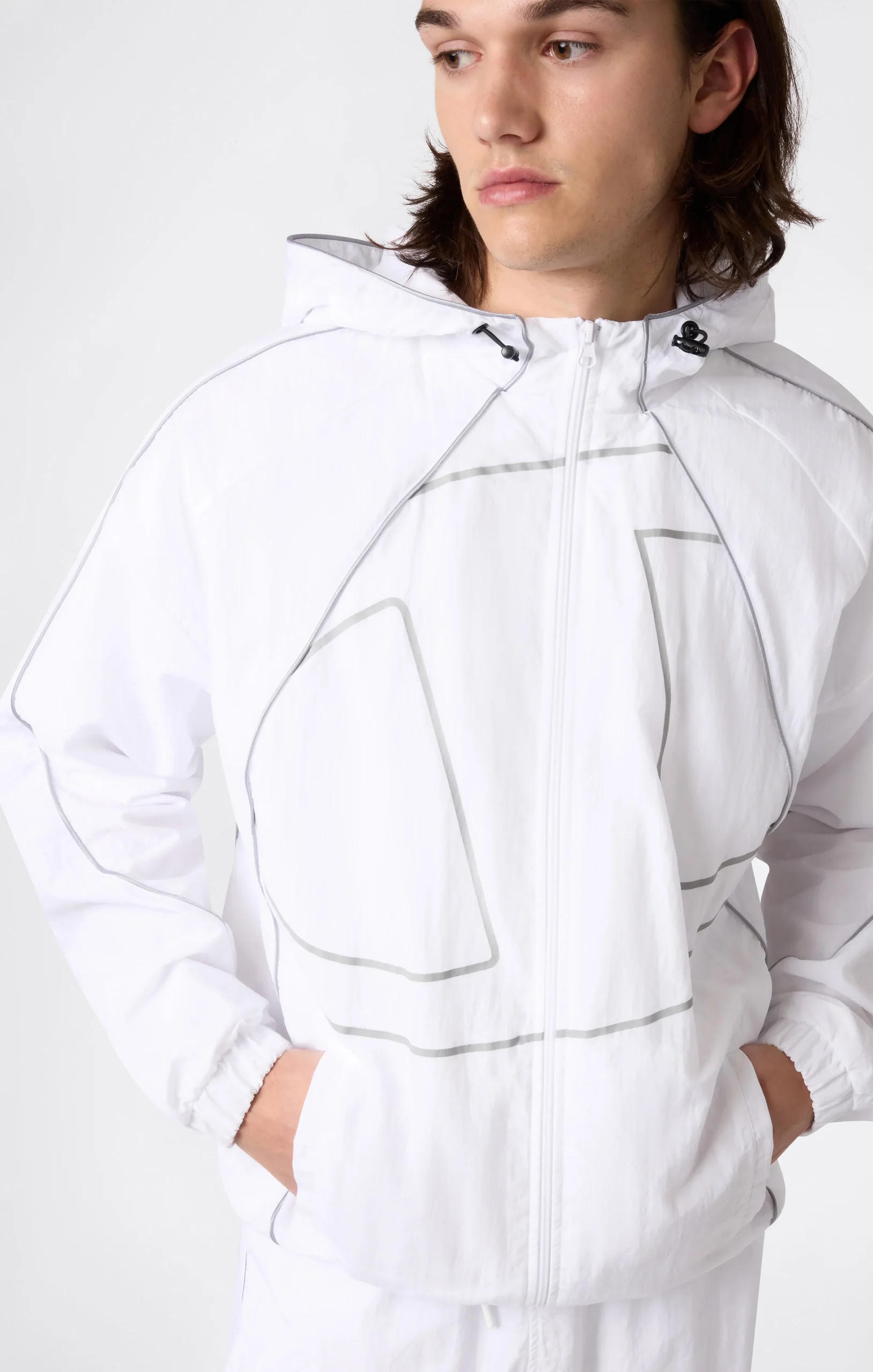 Men’s Woven Nylon Full-Zip Hooded Track Top Loose Fit - Imagen 3