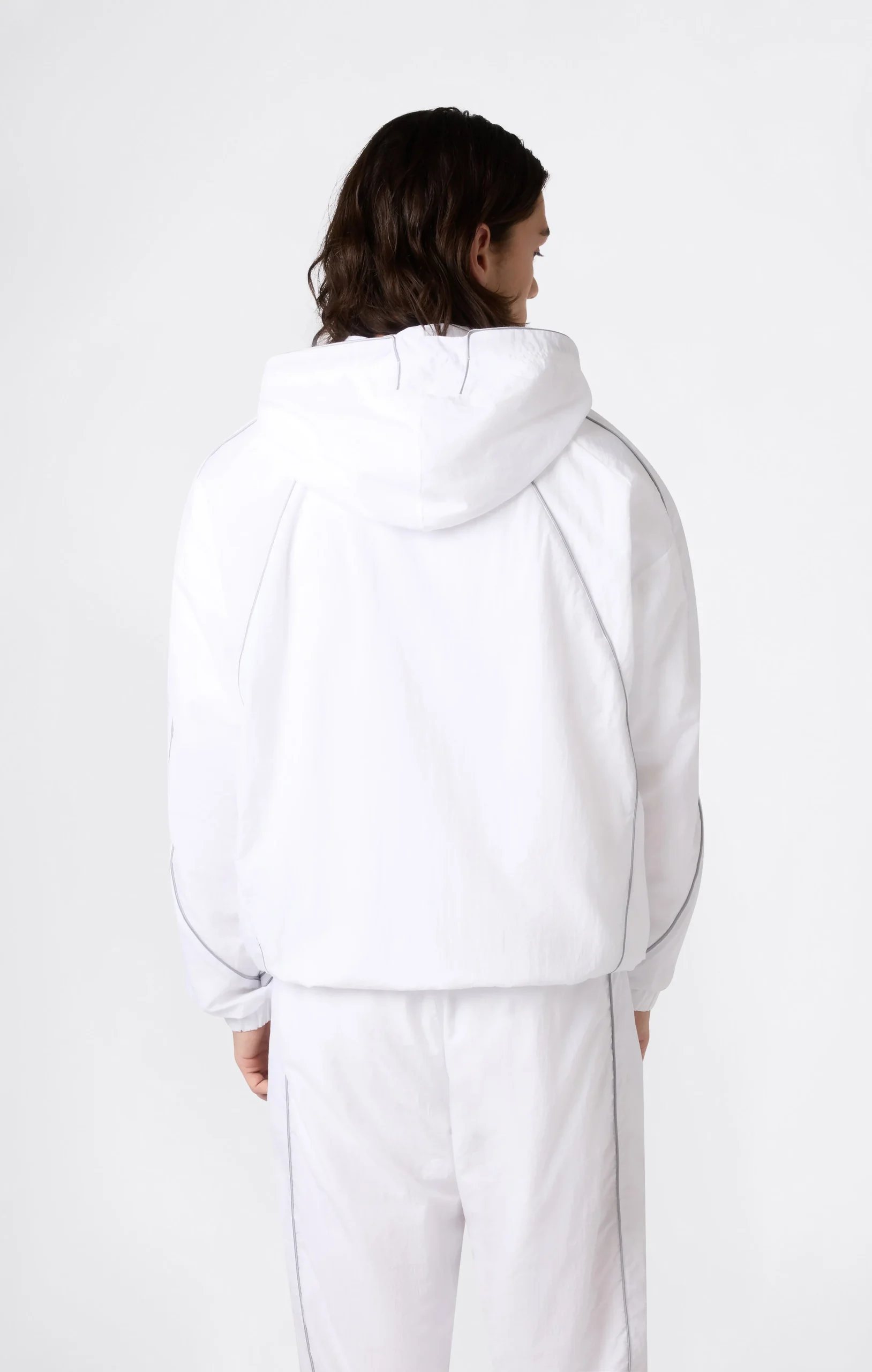 Men’s Woven Nylon Full-Zip Hooded Track Top Loose Fit - Imagen 4