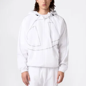 Men’s Woven Nylon Full-Zip Hooded Track Top Loose Fit