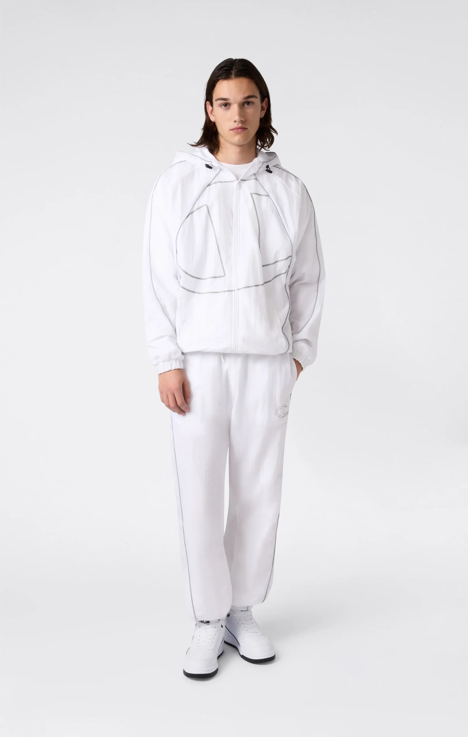 Men’s Woven Nylon Full-Zip Hooded Track Top Loose Fit - Imagen 5