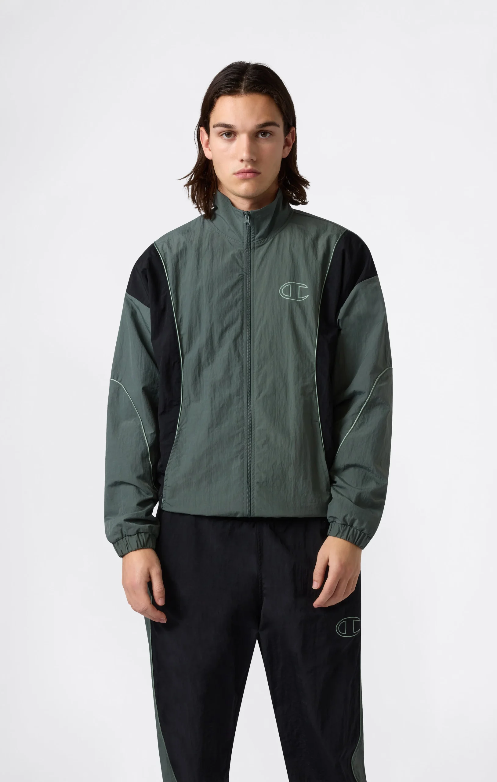 Men’s Woven Nylon Full-Zip Track Top Loose Fit
