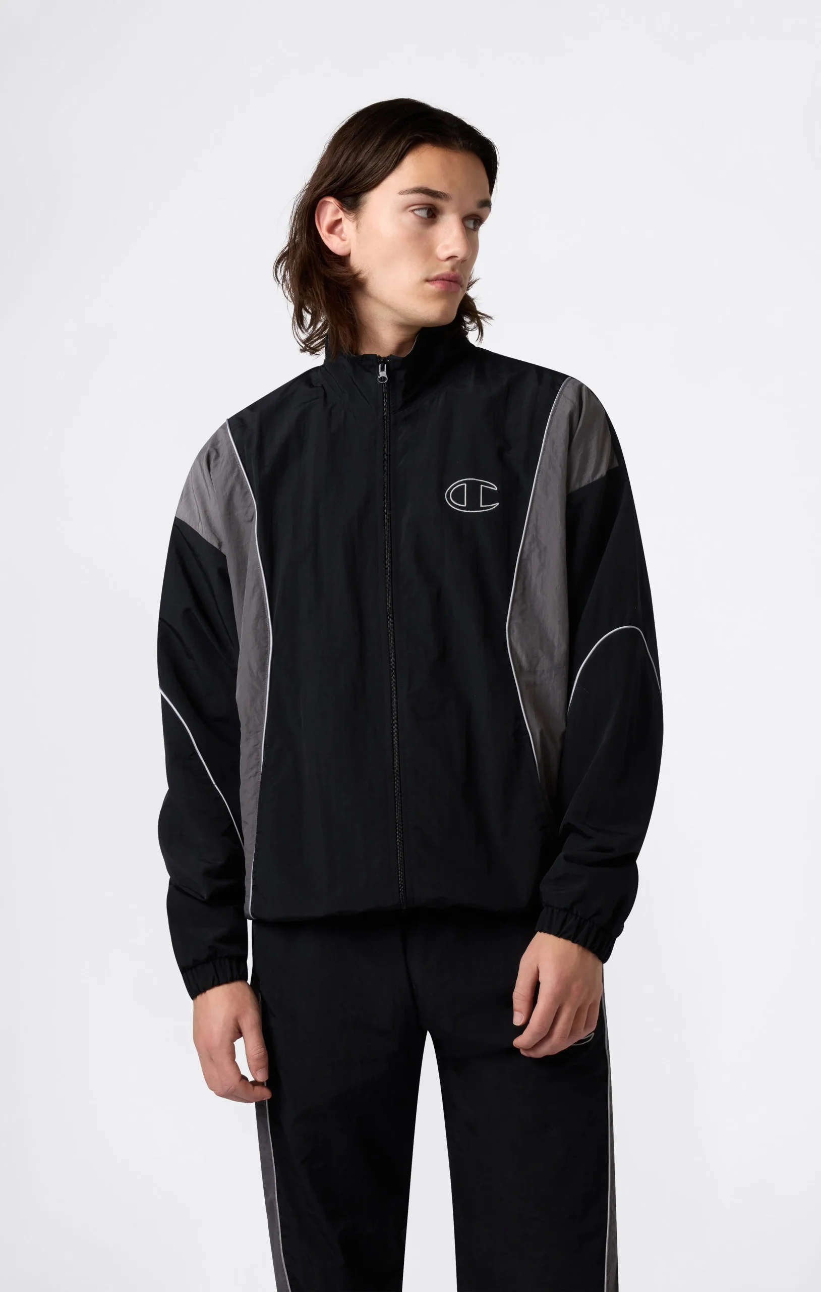 Men’s Woven Nylon Full-Zip Track Top Loose Fit