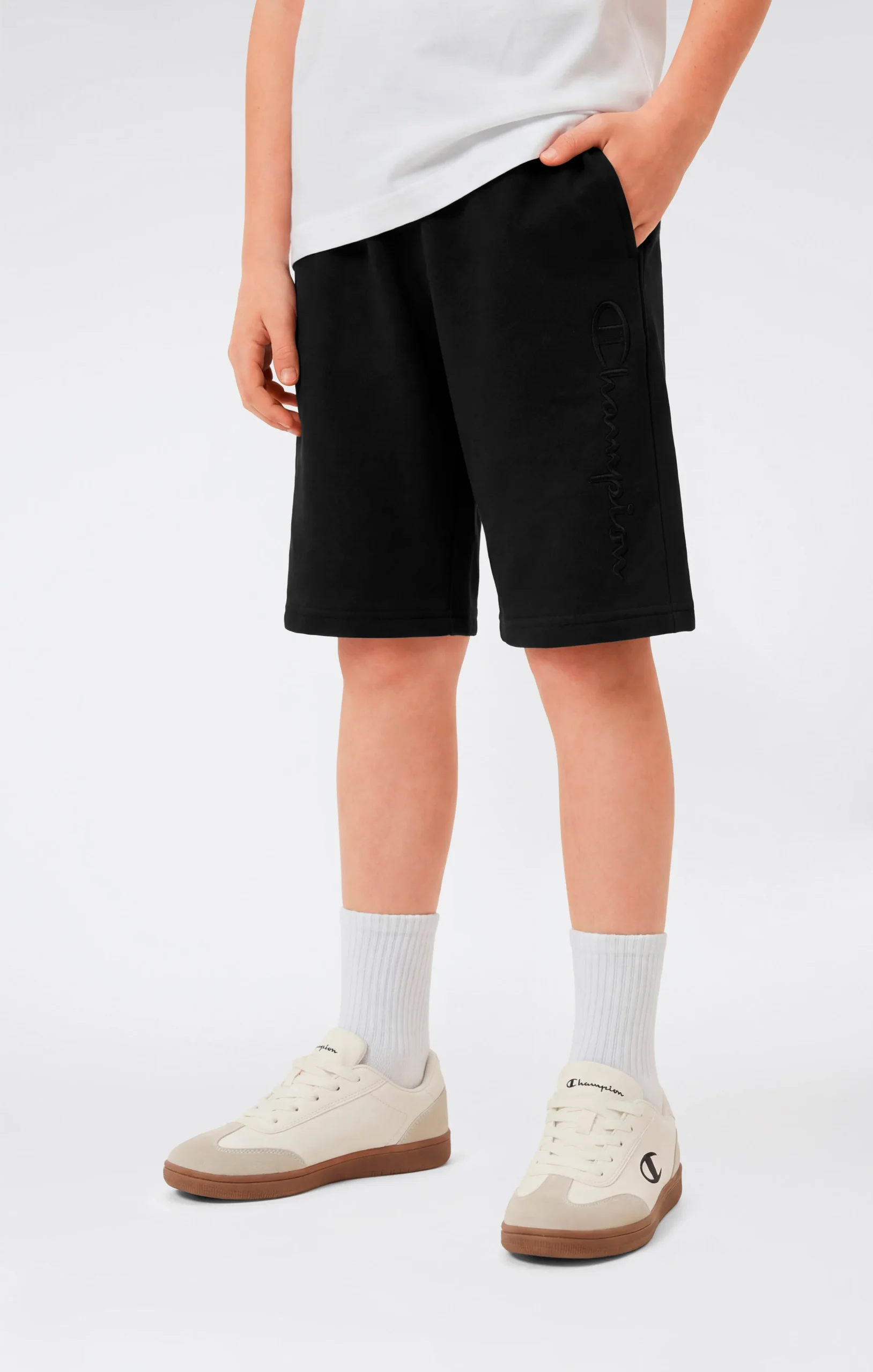 Boys’ Bermuda Shorts with Embroidered Maxi Logo Icons