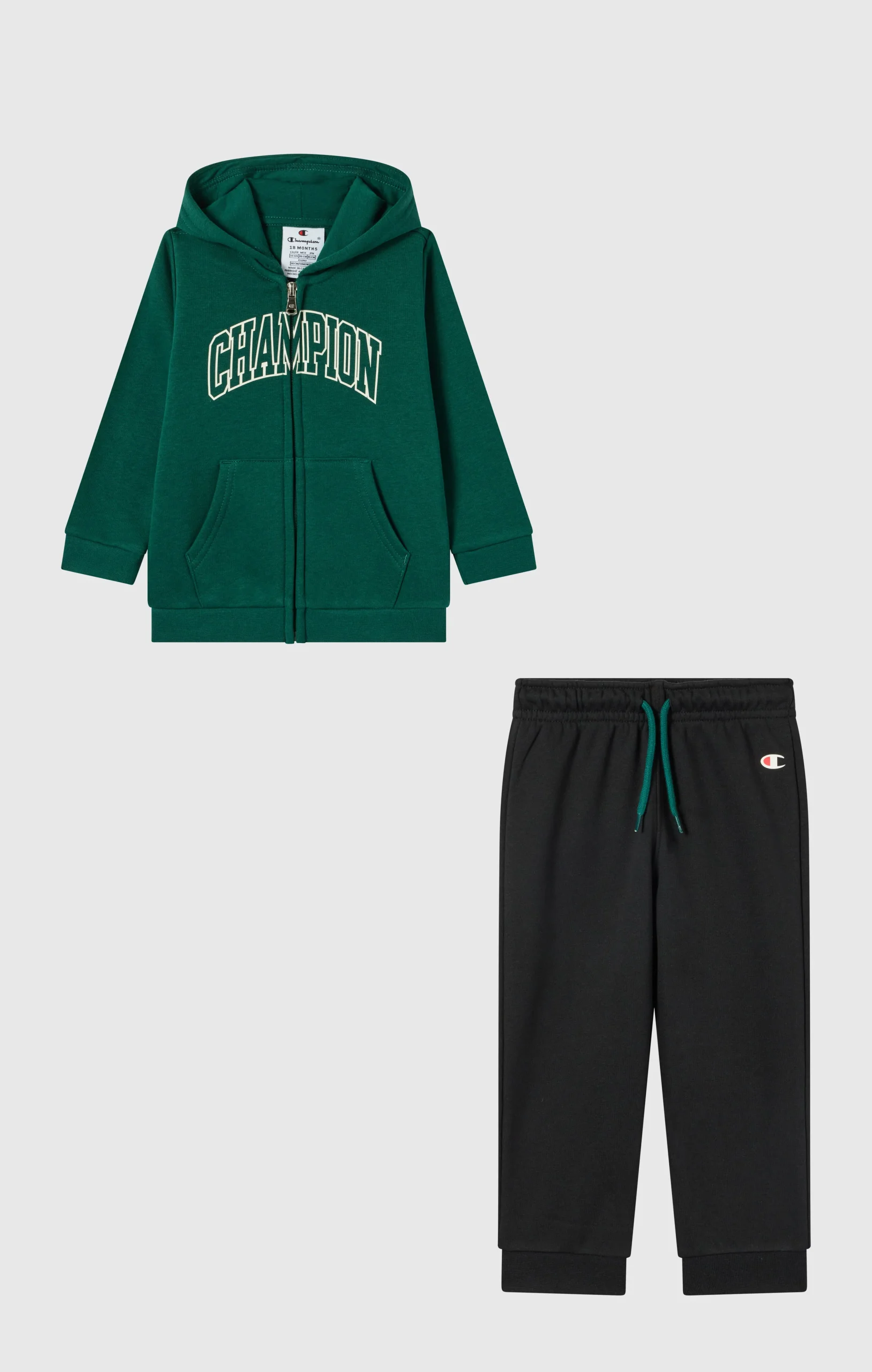 Baby Full Zip Fleece Hooded Sweatsuit with Big Logo