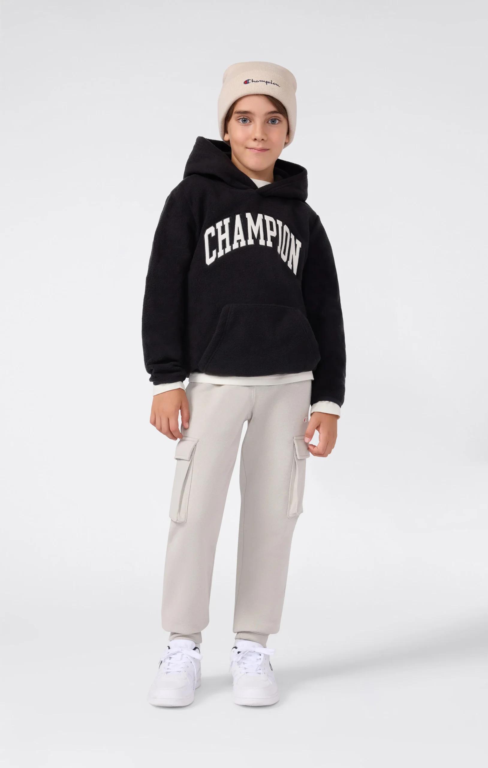 Boys' Fleece Polar Hoodie Script Logo - Imagen 5
