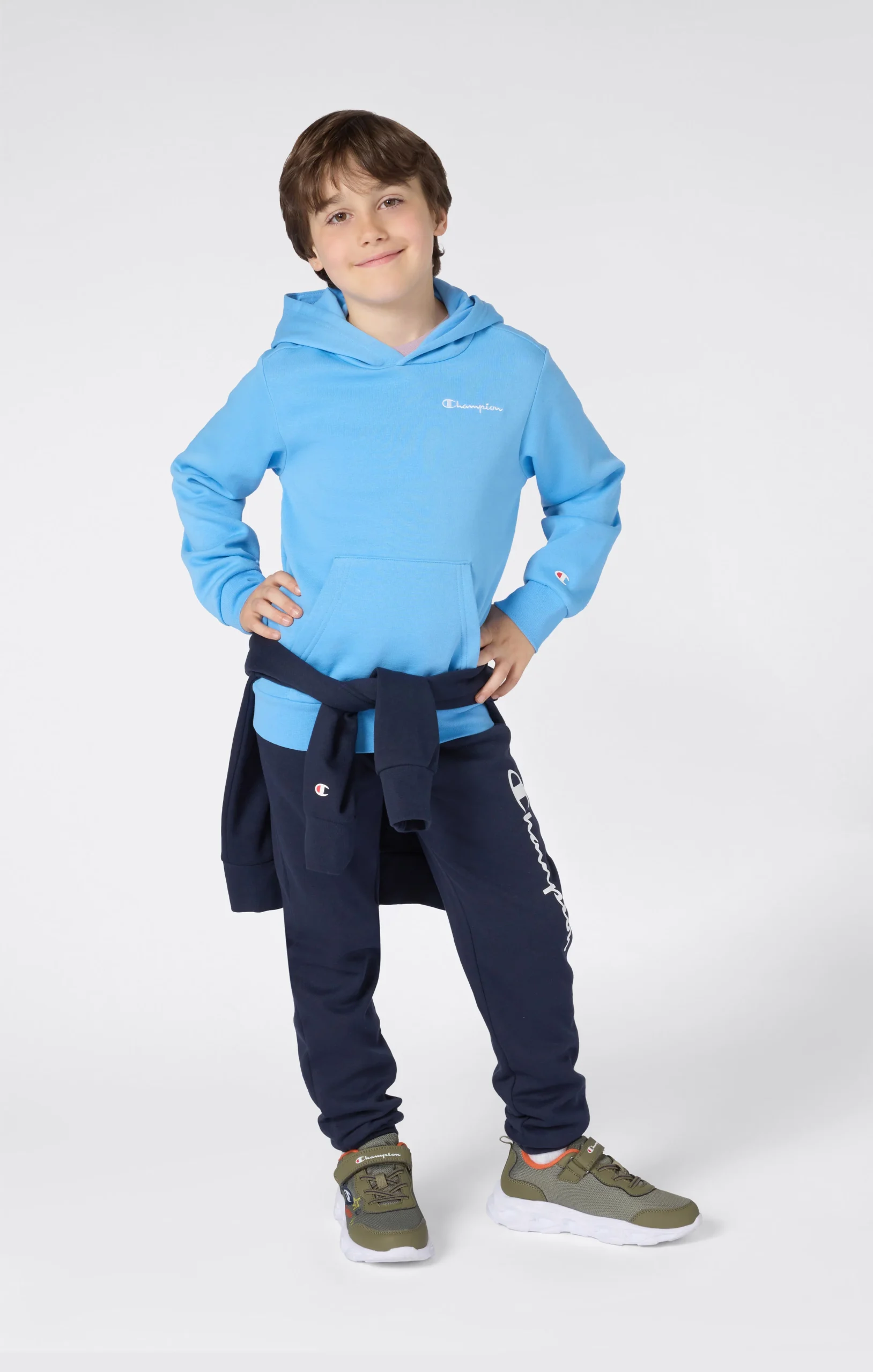 Boys’ Fleece Hoodie with Small Embroidered Logo Icons