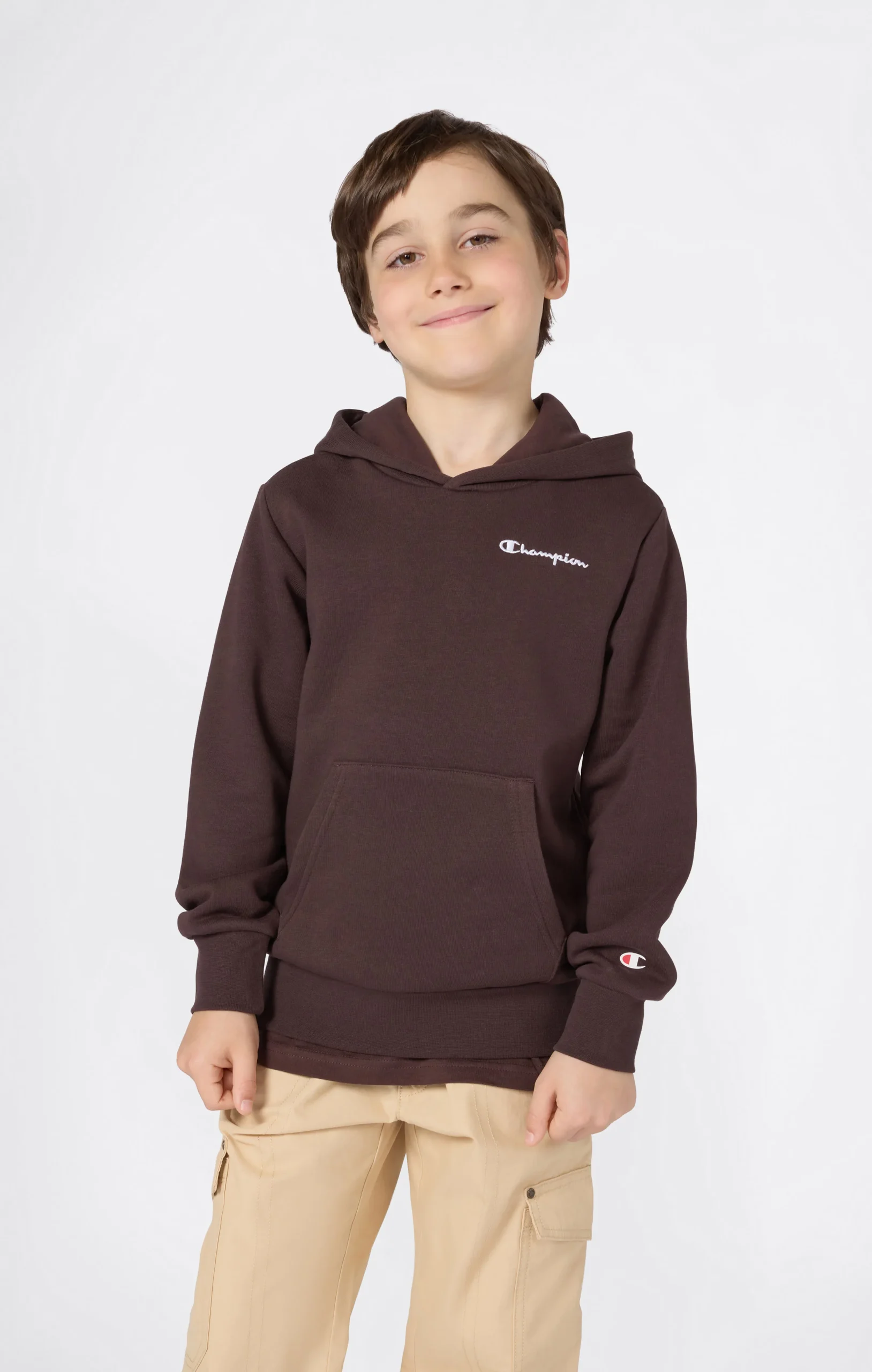 Boys’ Fleece Hoodie with Small Embroidered Logo Icons