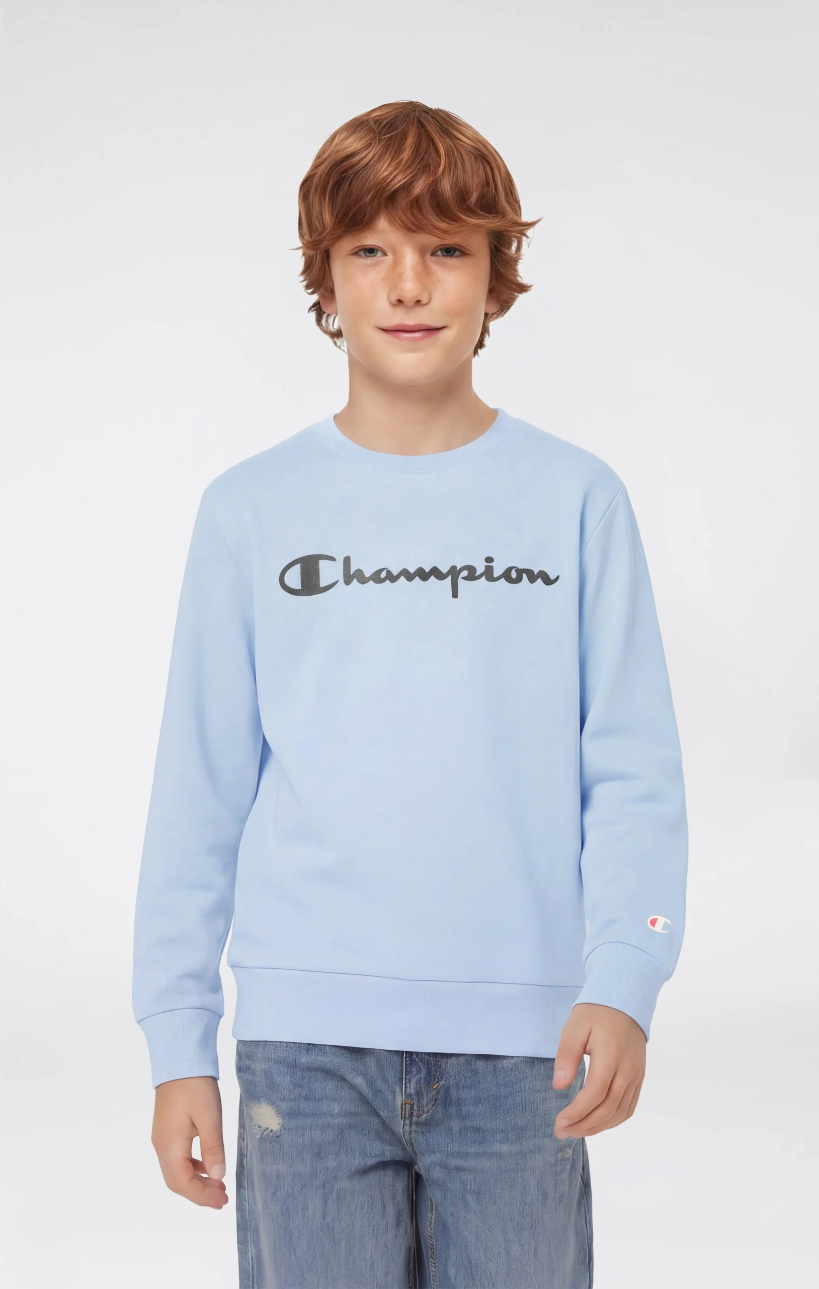 Boys’ Lightweight Crewneck Sweatshirt with Maxi Printed Logo