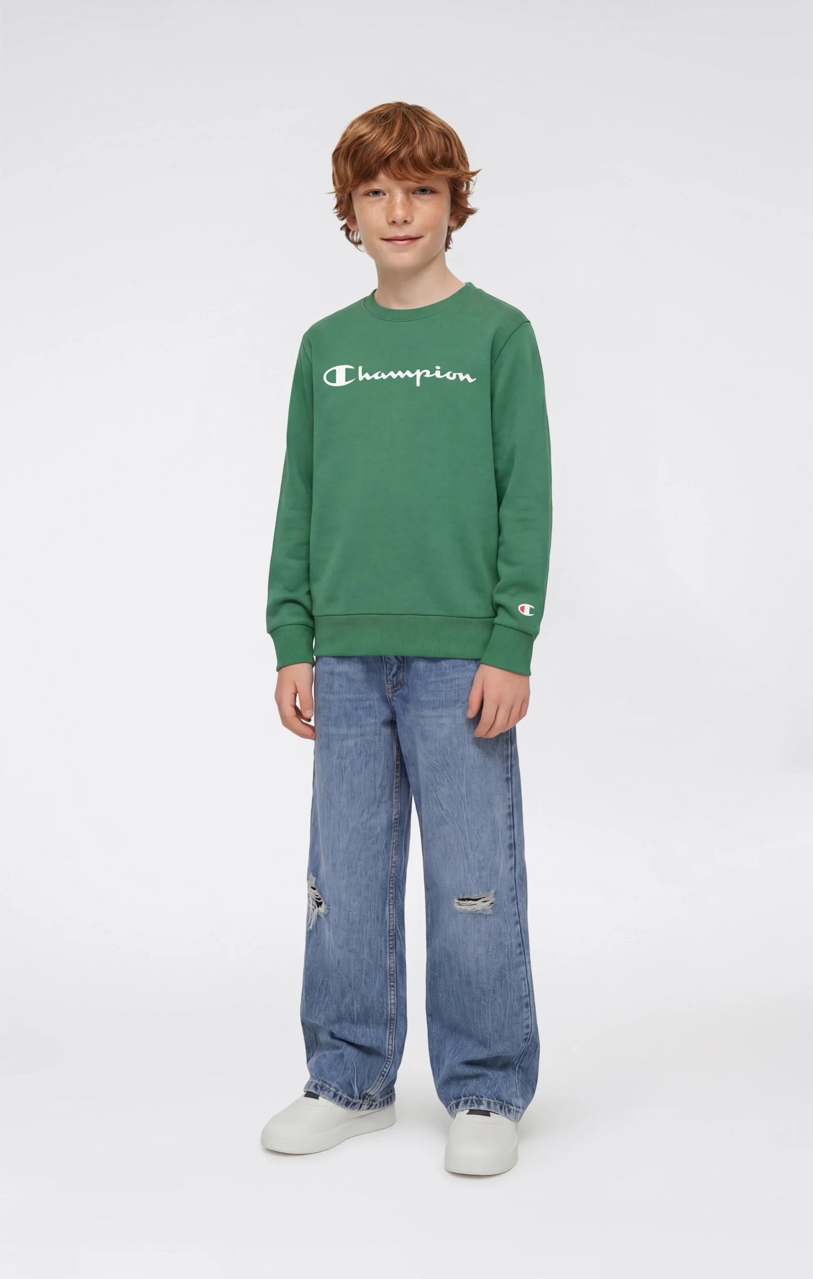 Boys’ Lightweight Crewneck Sweatshirt with Maxi Printed Logo - Imagen 3