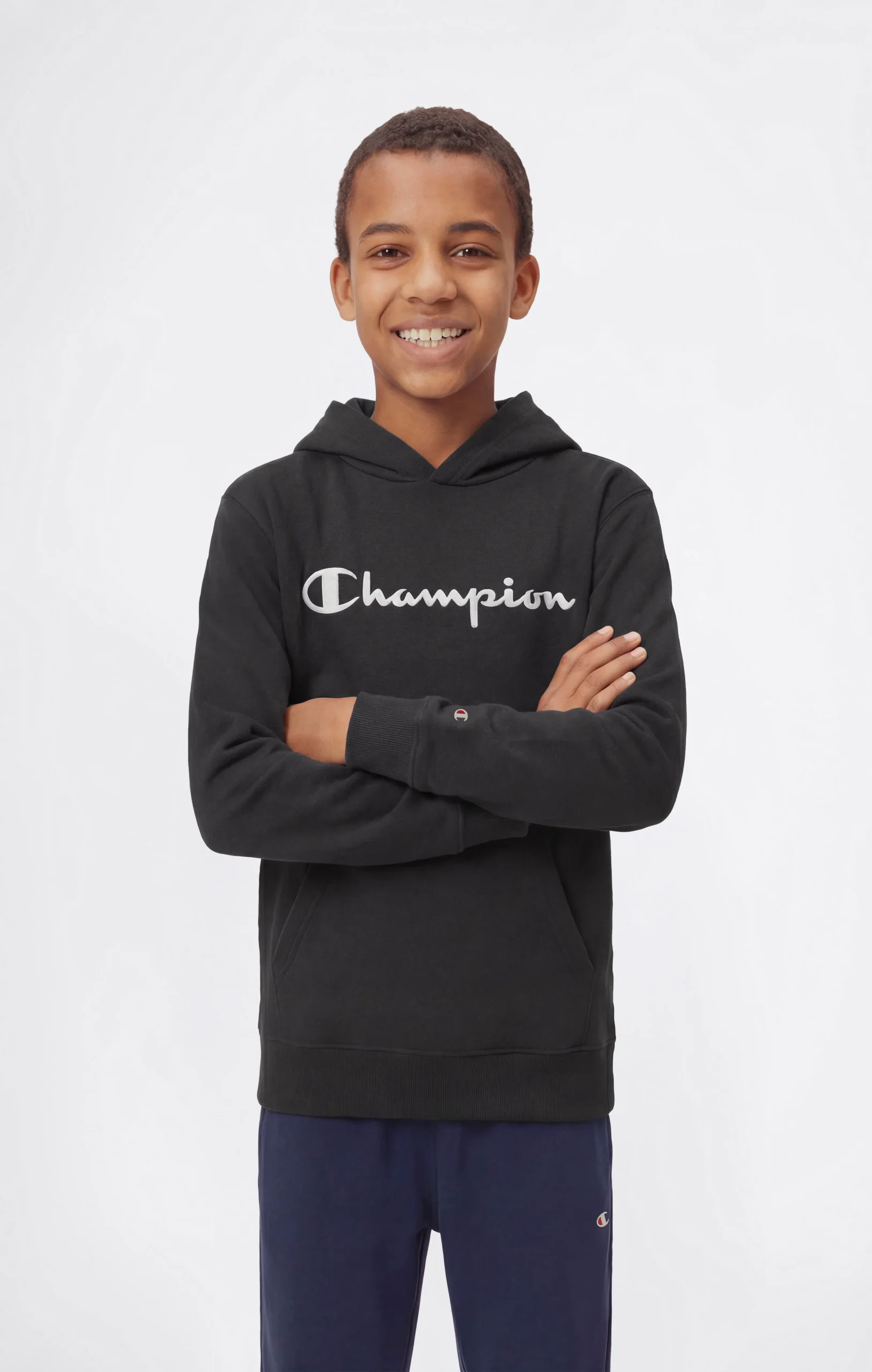 Boys’ Lightweight Hooded Sweatshirt with Tonal Embroidered Maxi Logo Icons