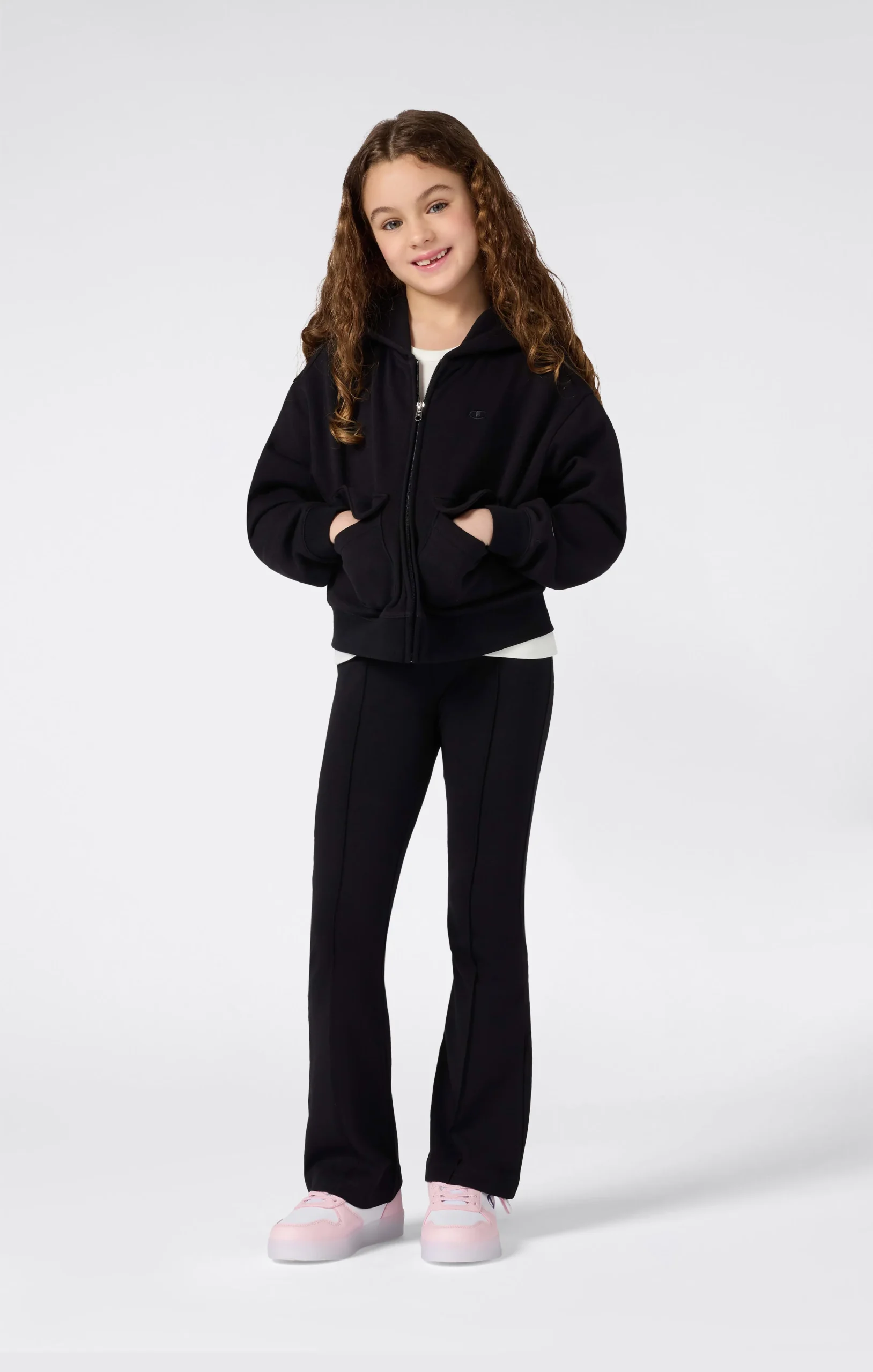Girls’ Hooded Full Zip Fleece Sweatshirt Icons