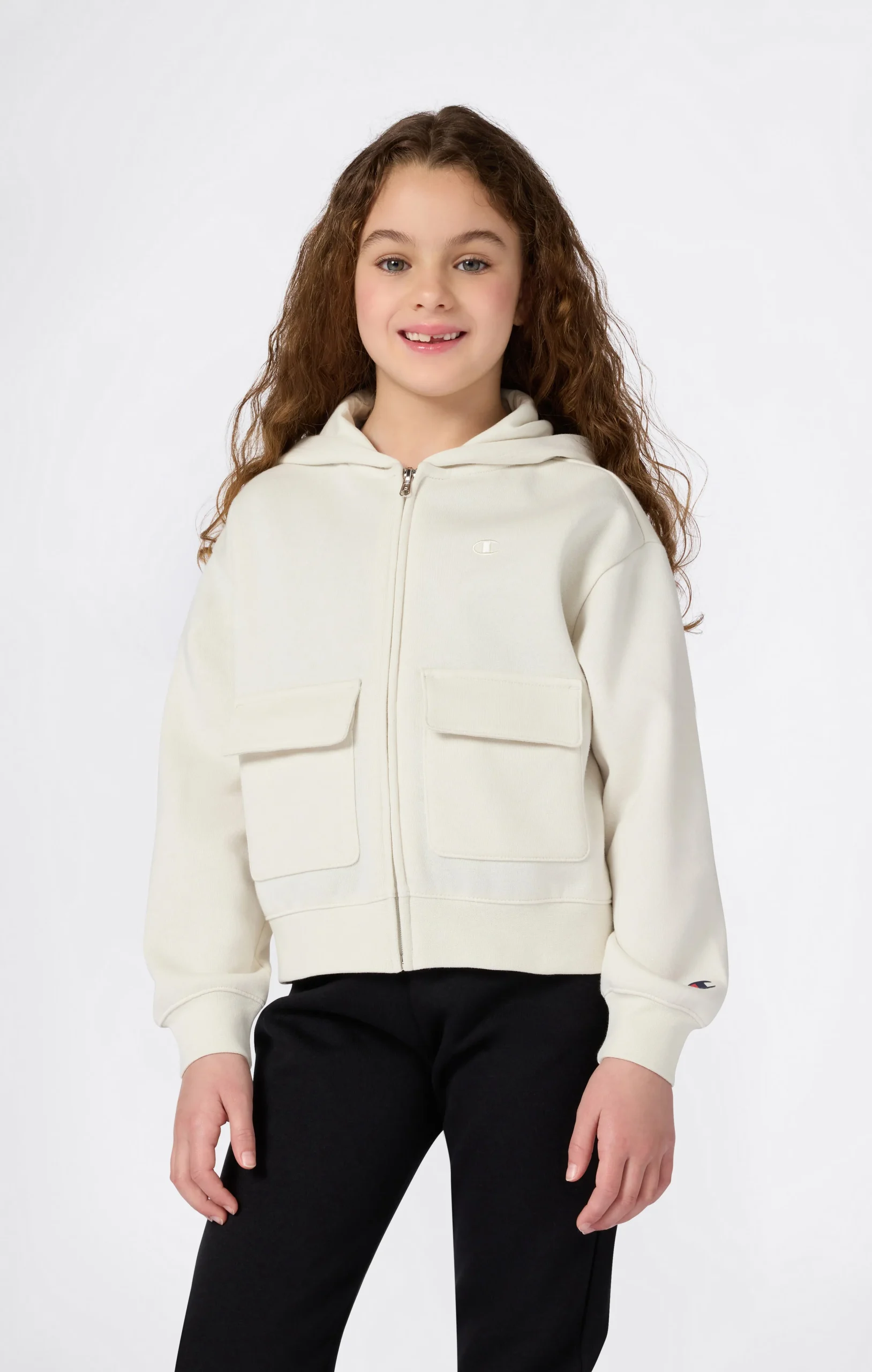 Girls’ Hooded Full Zip Fleece Sweatshirt Icons - Imagen 4