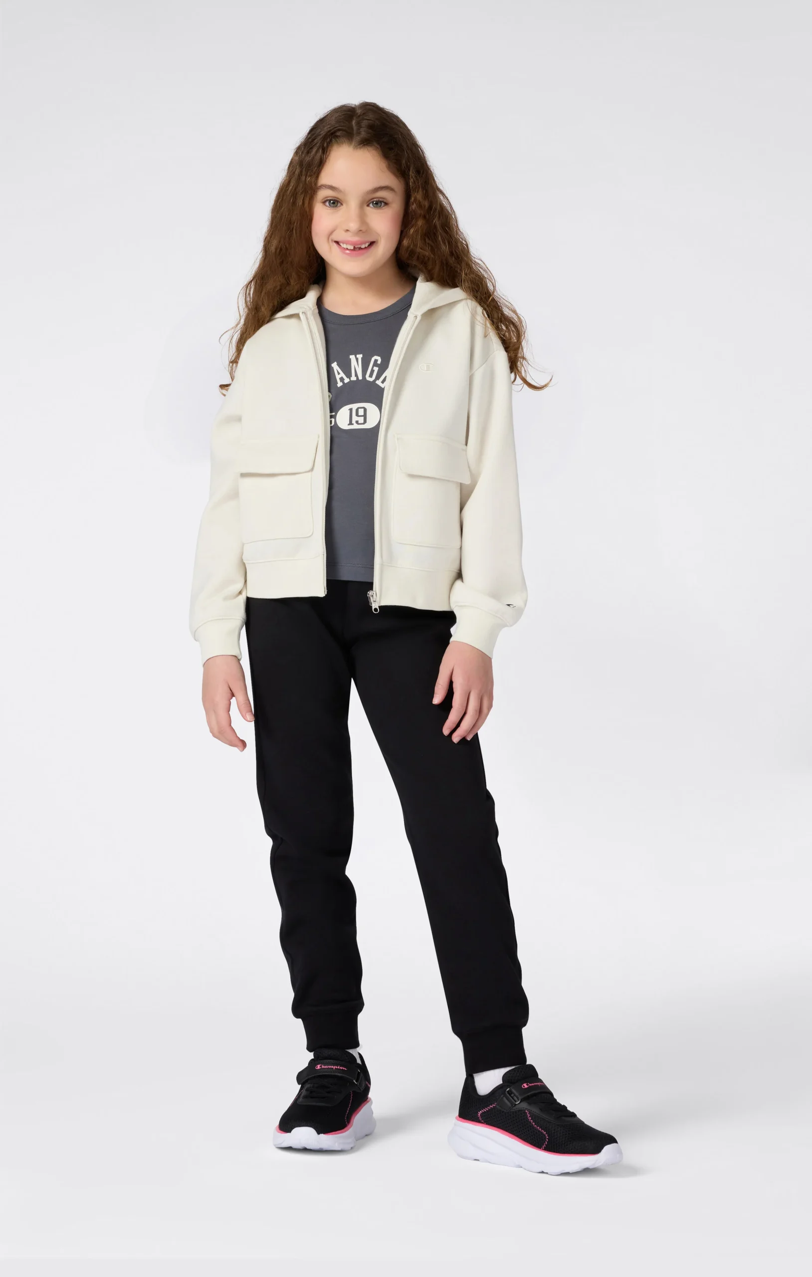 Girls’ Hooded Full Zip Fleece Sweatshirt Icons