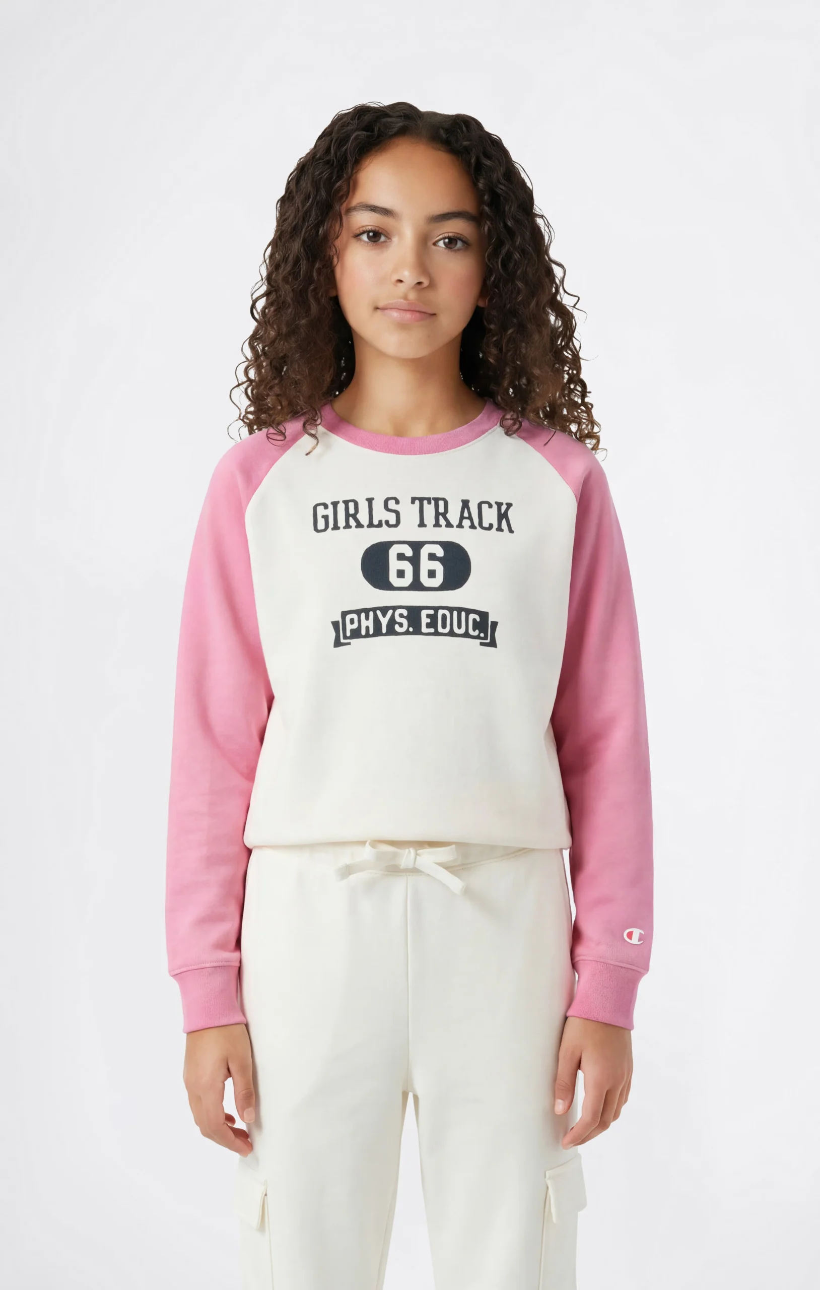 Girls’ Lightweight Crewneck Sweatshirt with Graphic Icons