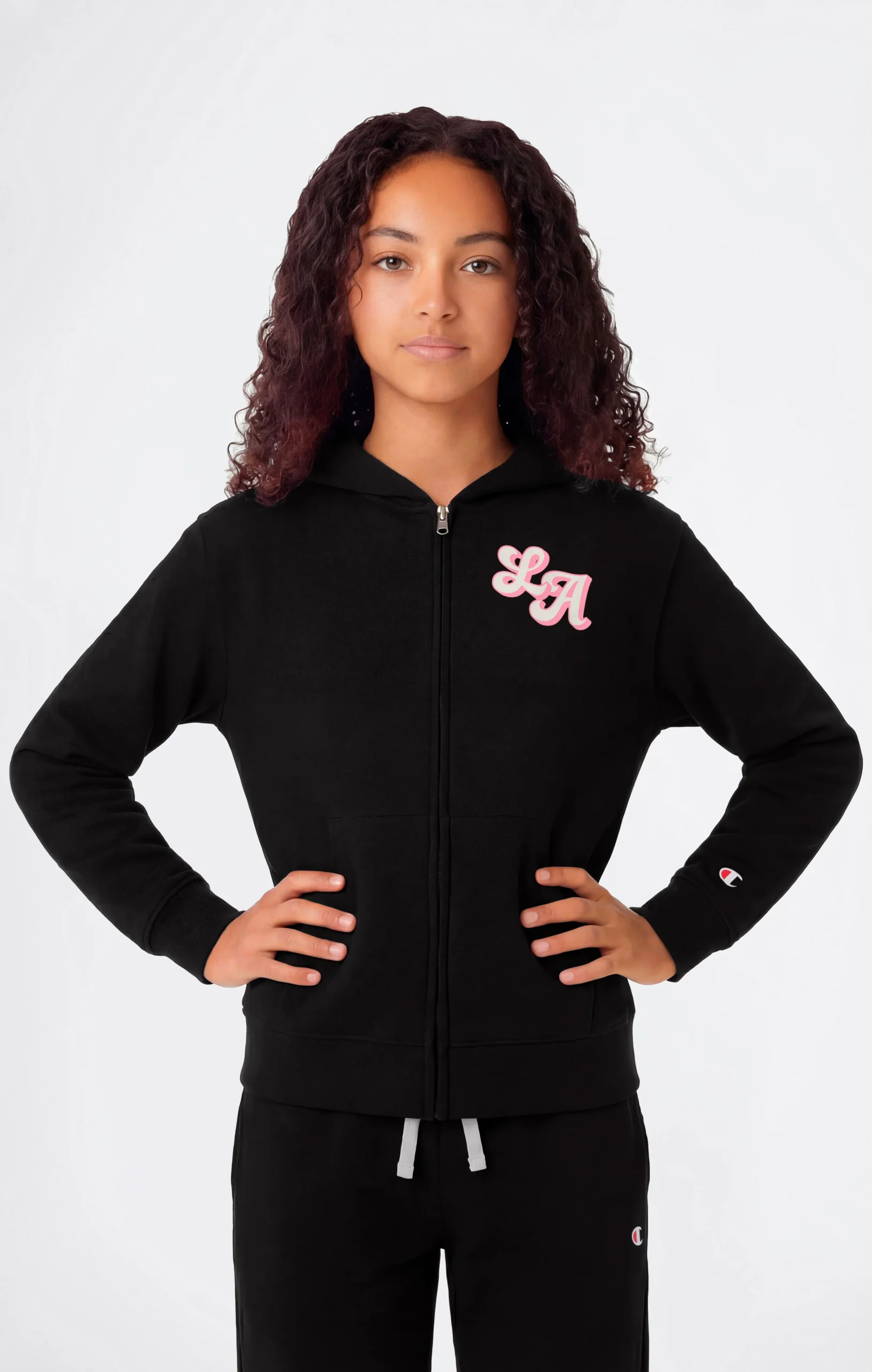Girls’ Hooded Full Zip Sweatshirt and Pants Tracksuit with Graphic