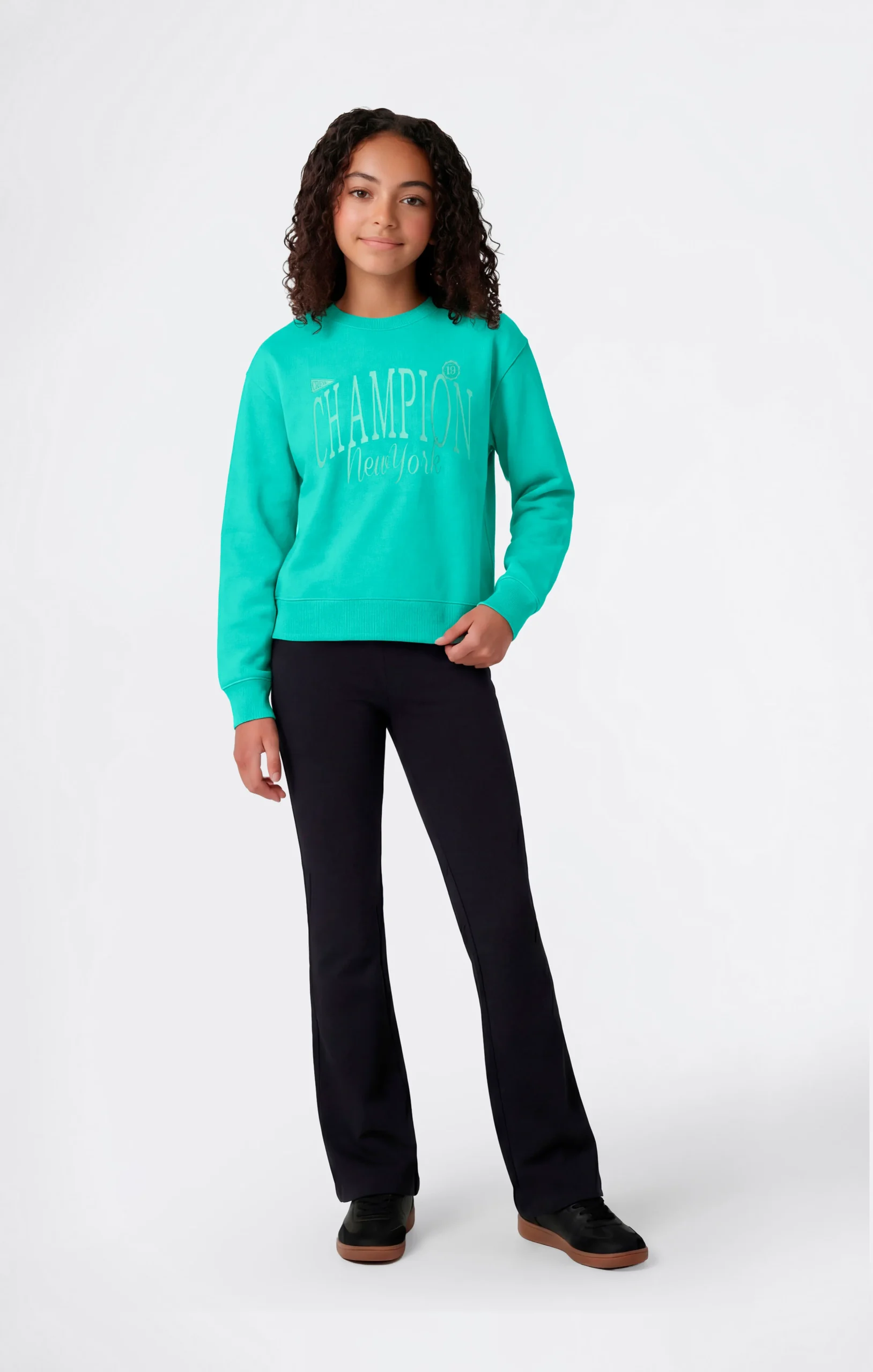 Girls’ Crewneck Sweatshirt and Pants Tracksuit with Graphic