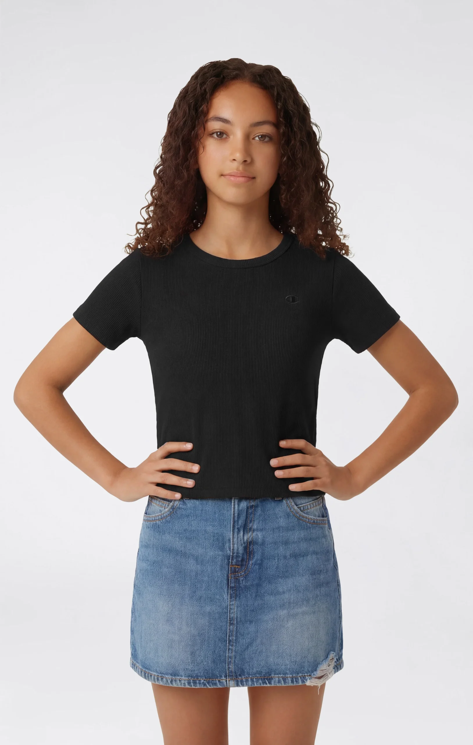 Girls’ Stretch Rib Crewneck T-Shirt Icons