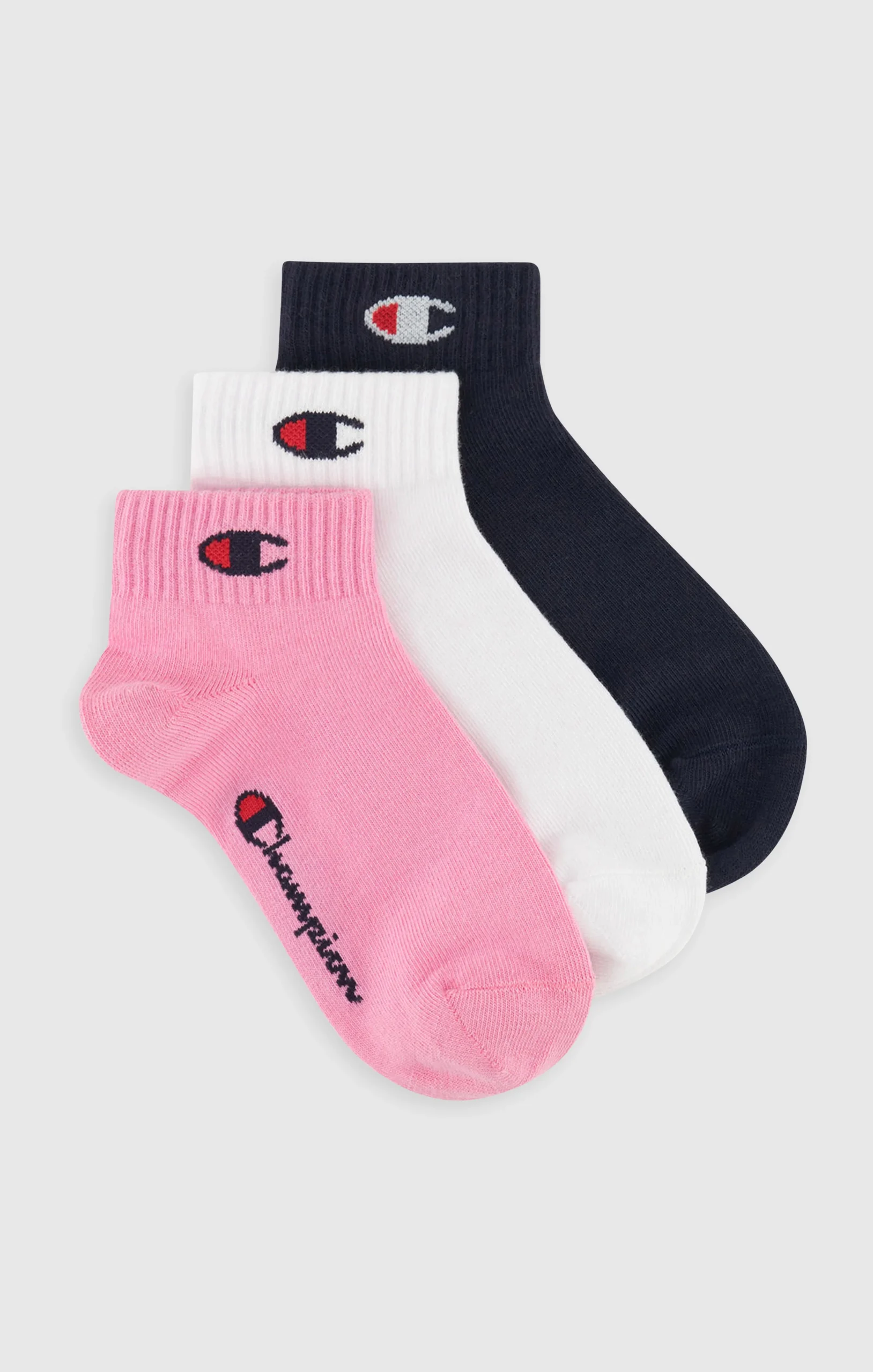 3-Pack Kids’ Quarter Socks with Script Logo and C