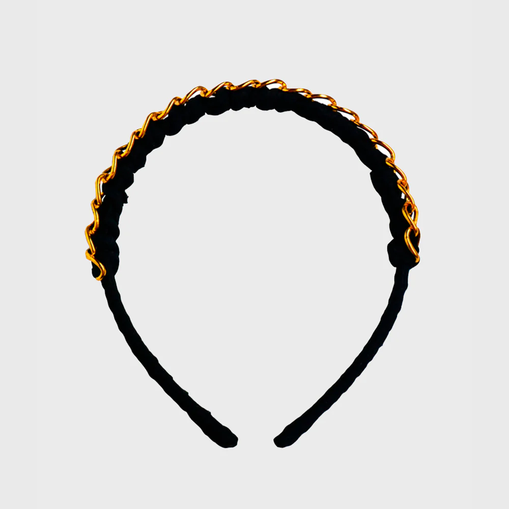 Cintillo Inés Negro Dorado