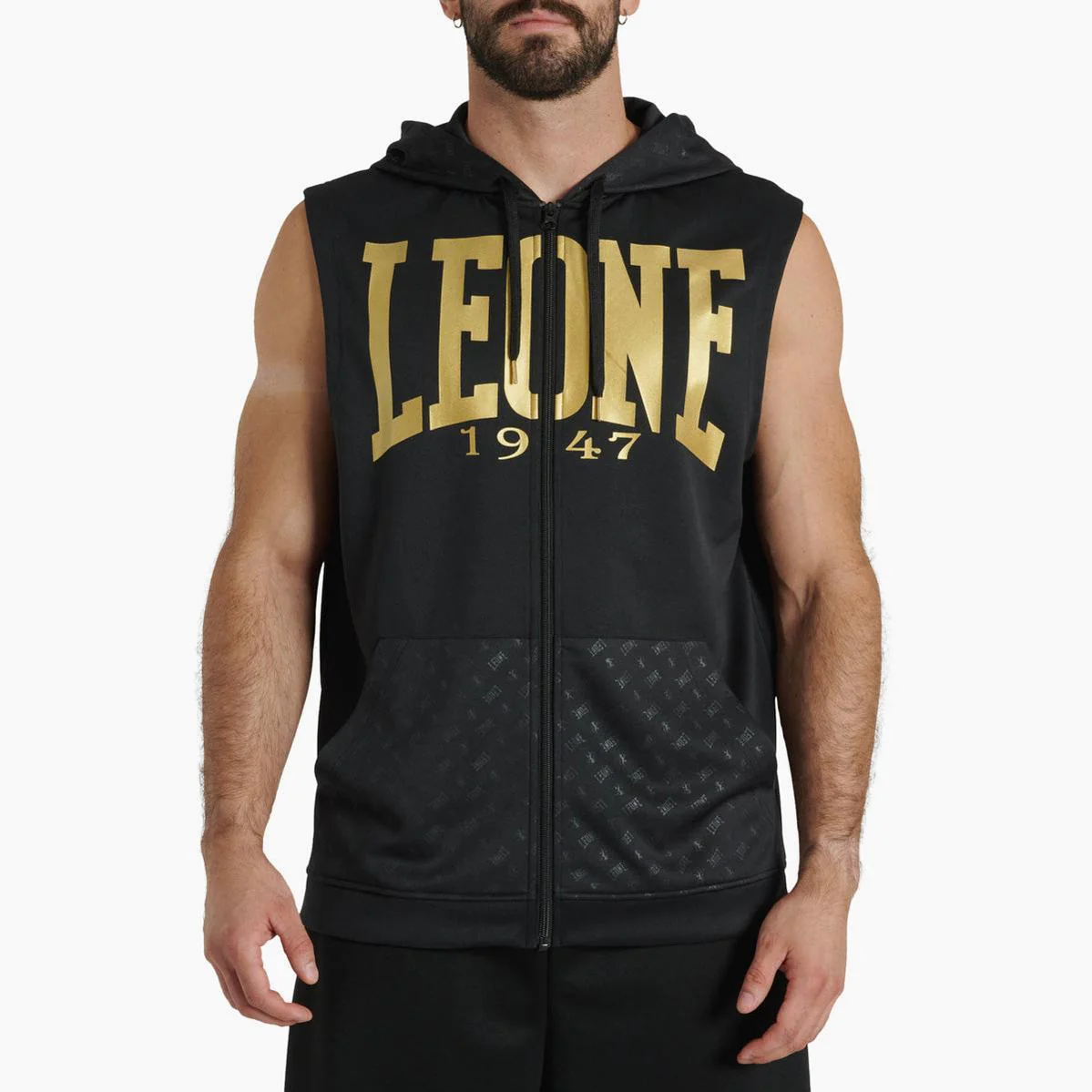 Sudadera sin mangas con capucha Leone DNA ABX720 Negro