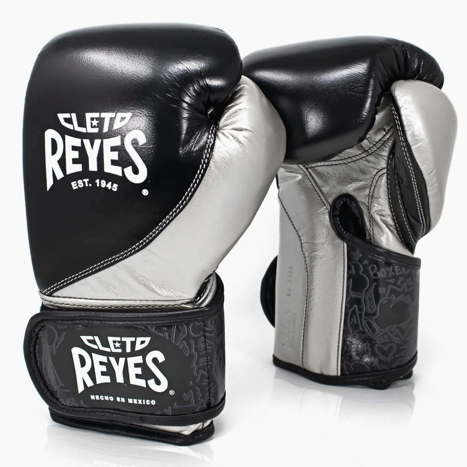 Guantes de boxeo Cleto Reyes Entrenamiento de Alta Precisión CE7 Negro-Plata