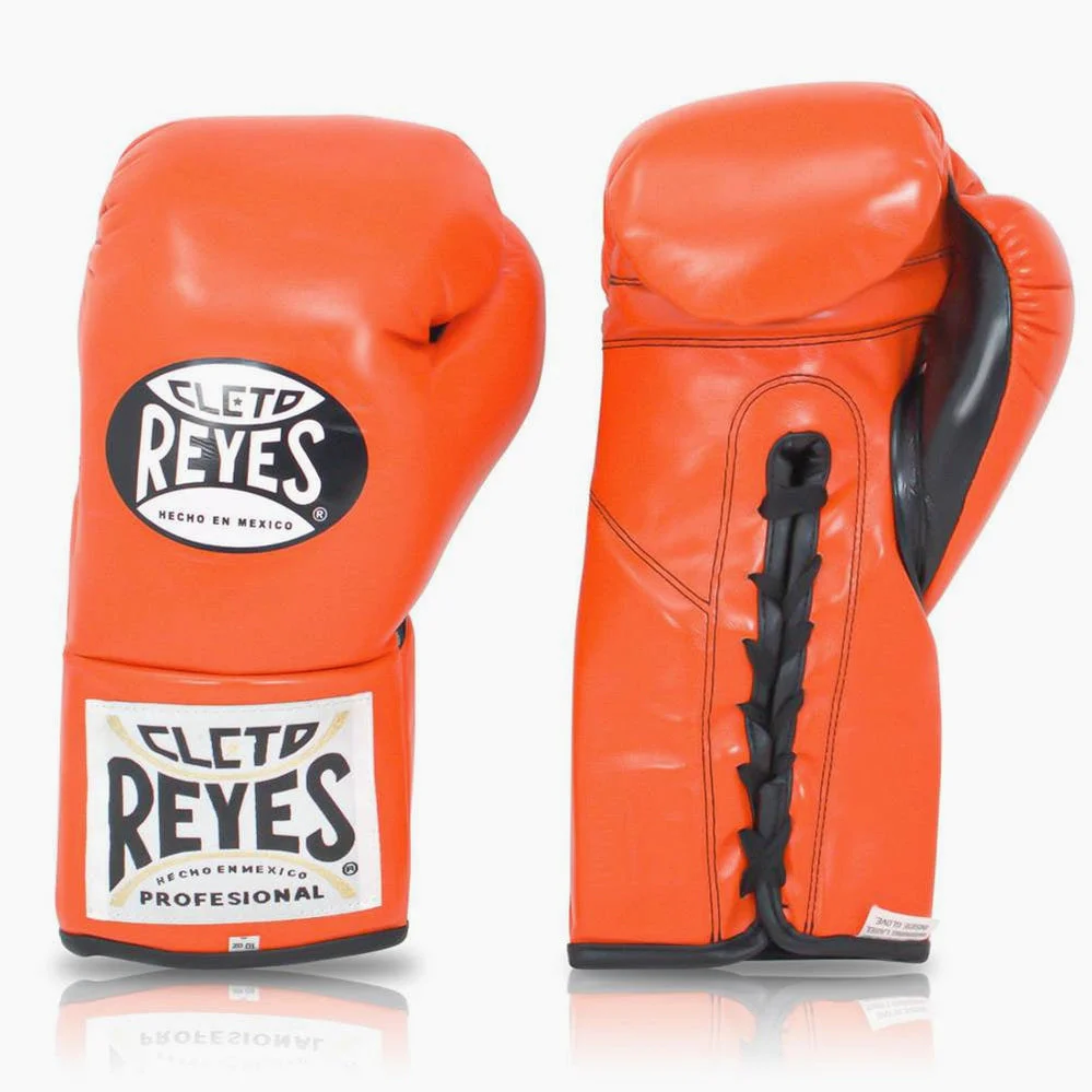 Guantes de boxeo Cleto Reyes Professional CB2 Naranja con cordones - Imagen 3