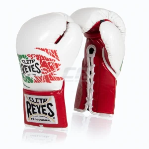 Guantes de boxeo Cleto Reyes Profesional CB2 Blanco-rojo Mexican con cordones
