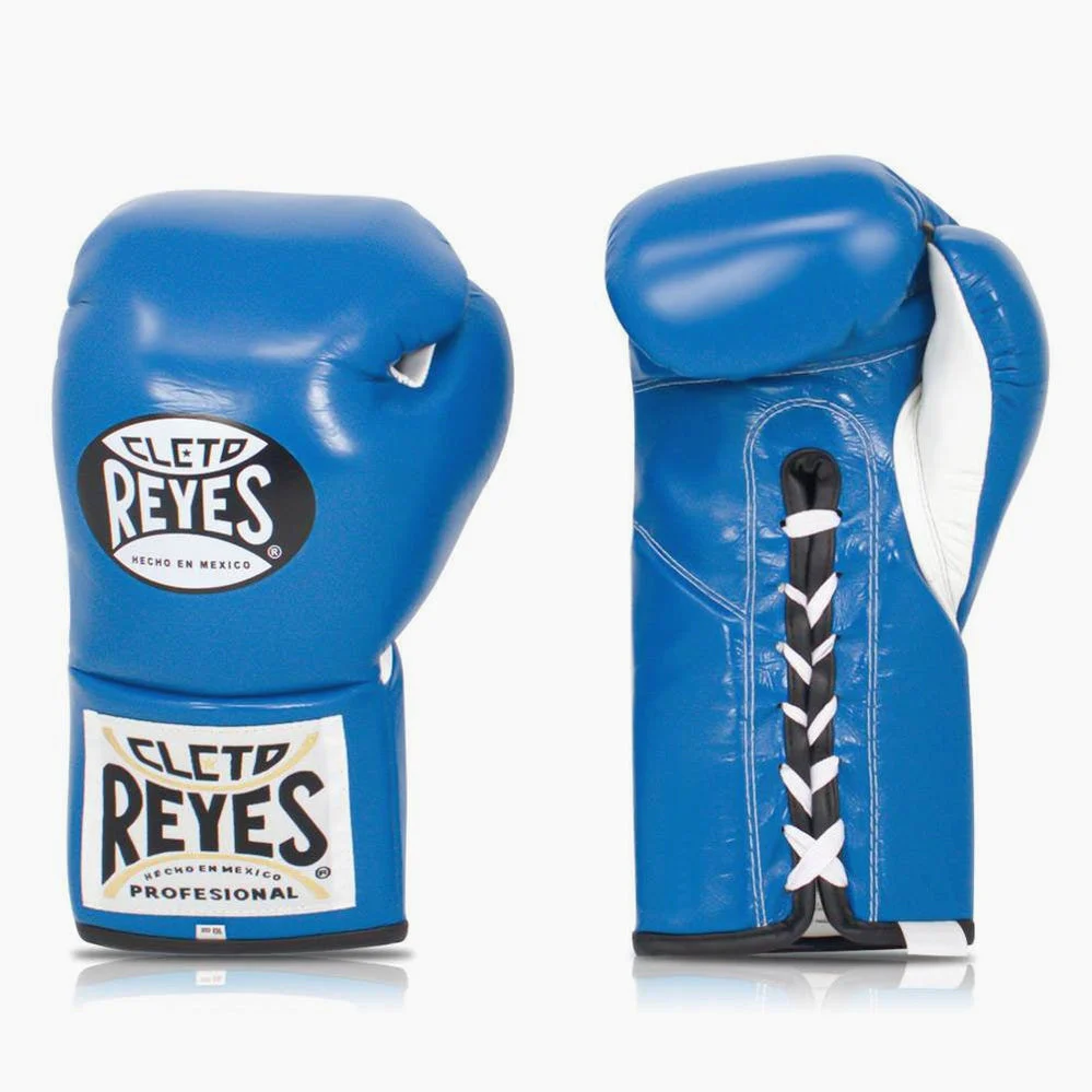 Guantes de boxeo Cleto Reyes Profesional CB2 Azul con cordones - Imagen 3