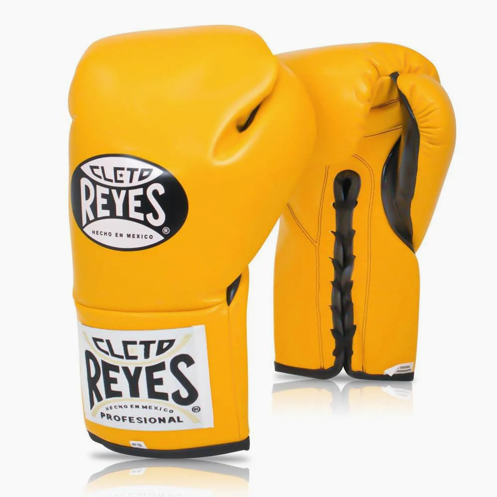 Guantes de boxeo Cleto Reyes Profesional CB2 Amarillo con cordones