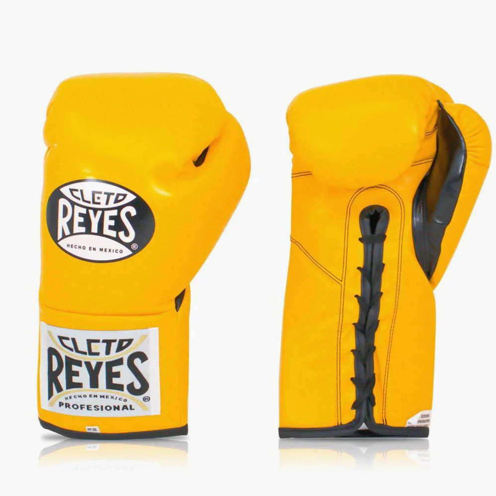 Guantes de boxeo Cleto Reyes Profesional CB2 Amarillo con cordones - Imagen 3