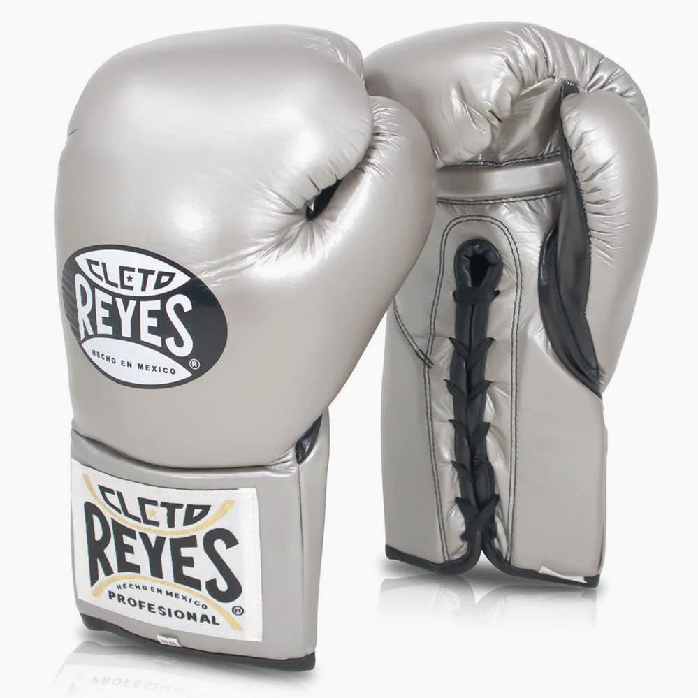 Guantes de boxeo Cleto Reyes Profesional CB2 Platino con cordones