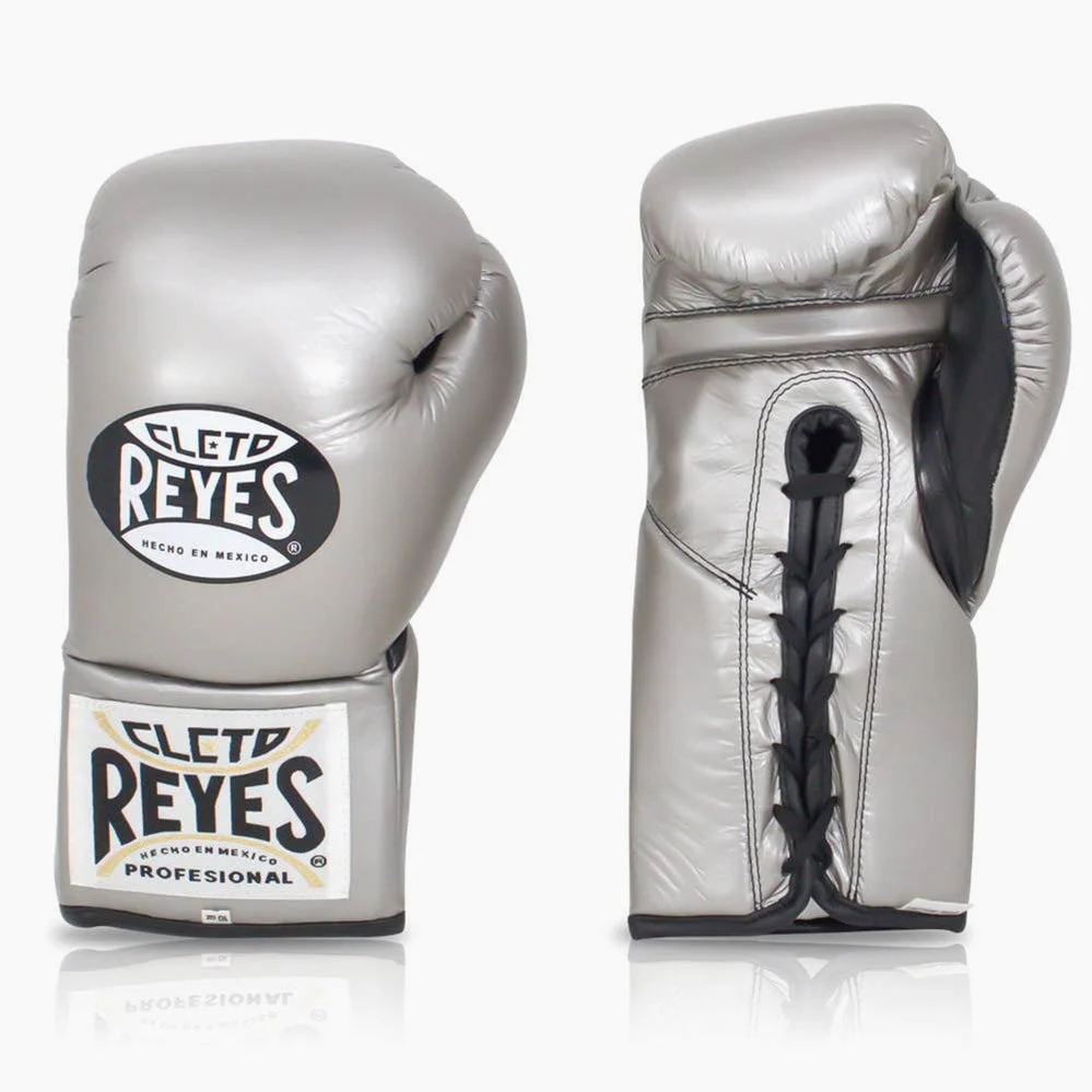 Guantes de boxeo Cleto Reyes Profesional CB2 Platino con cordones - Imagen 3