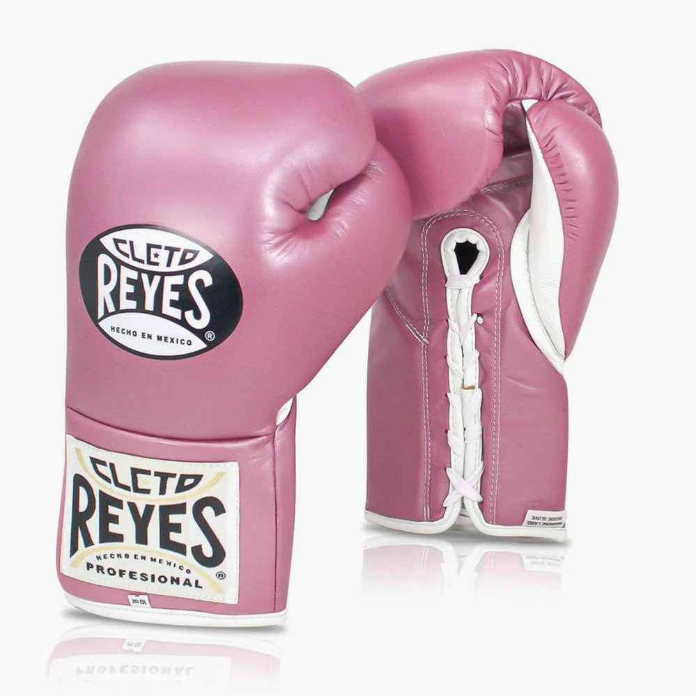 Guantes de boxeo Cleto Reyes Profesional CB2 Rosa con cordones