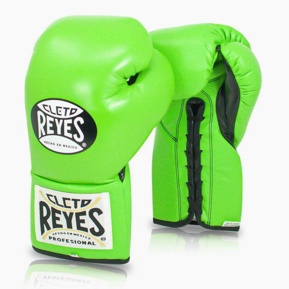 Guantes de boxeo Cleto Reyes Profesional CB2 Verde Lima con cordones