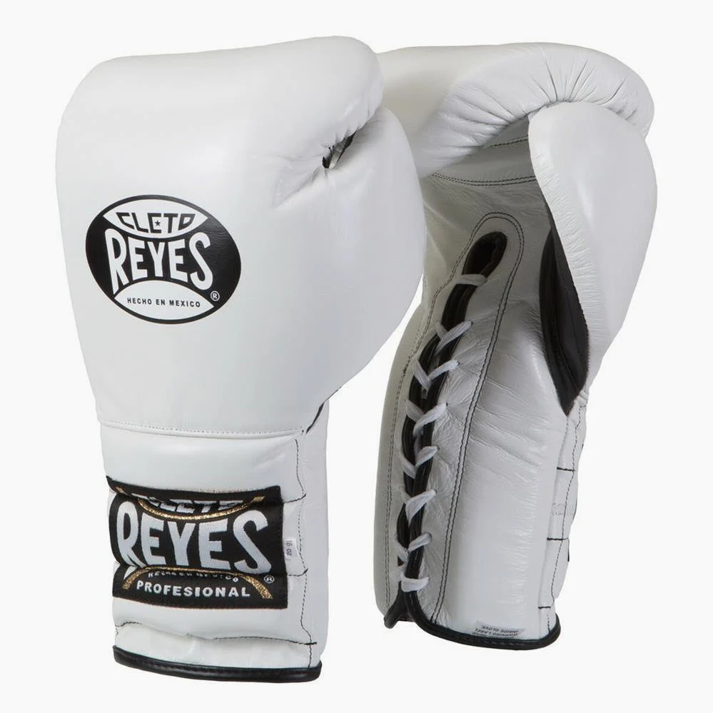 Guantes de boxeo Cleto Reyes Entrenamiento Tradicional CE4 Blanco con cordones