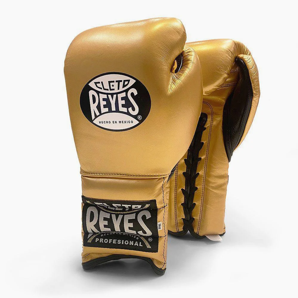 Guantes de boxeo Cleto Reyes Entrenamiento Tradicional CE4 Oro con cordones