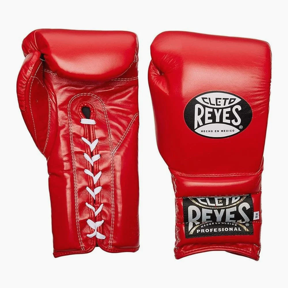Guantes de boxeo Cleto Reyes Entrenamiento Tradicional CE4 Rojo con cordones - Imagen 3