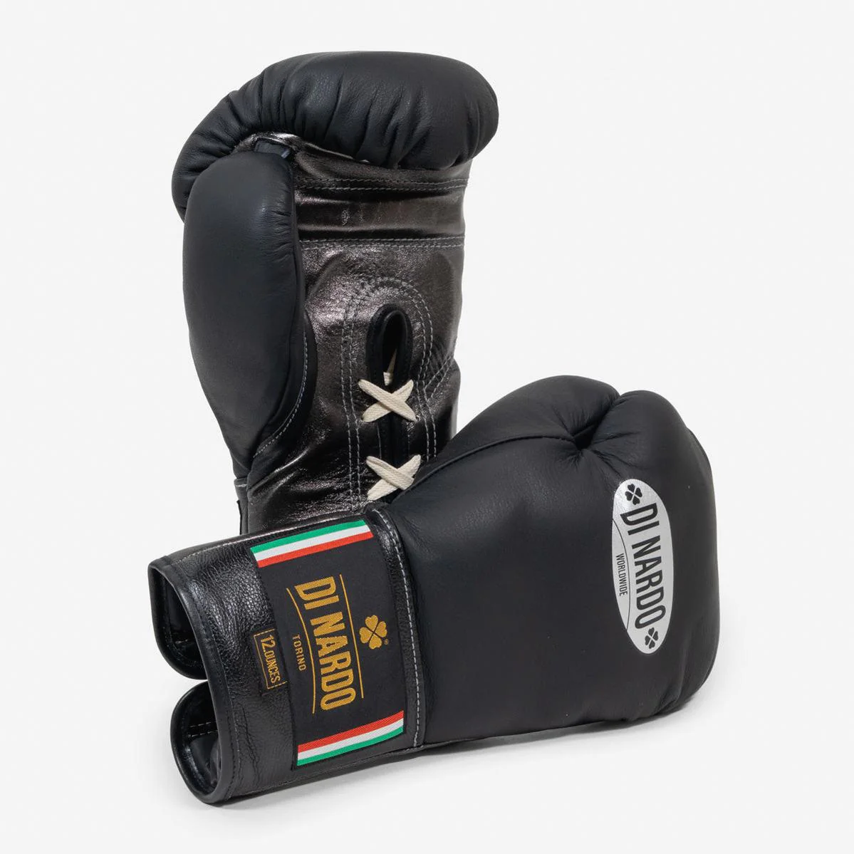 Guantes de boxeo Di Nardo con Cordones 12 Oz Negro-plateado oscuro