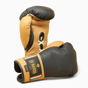 Guantes de boxeo Di Nardo con cordones 12 Oz Negro-ocre