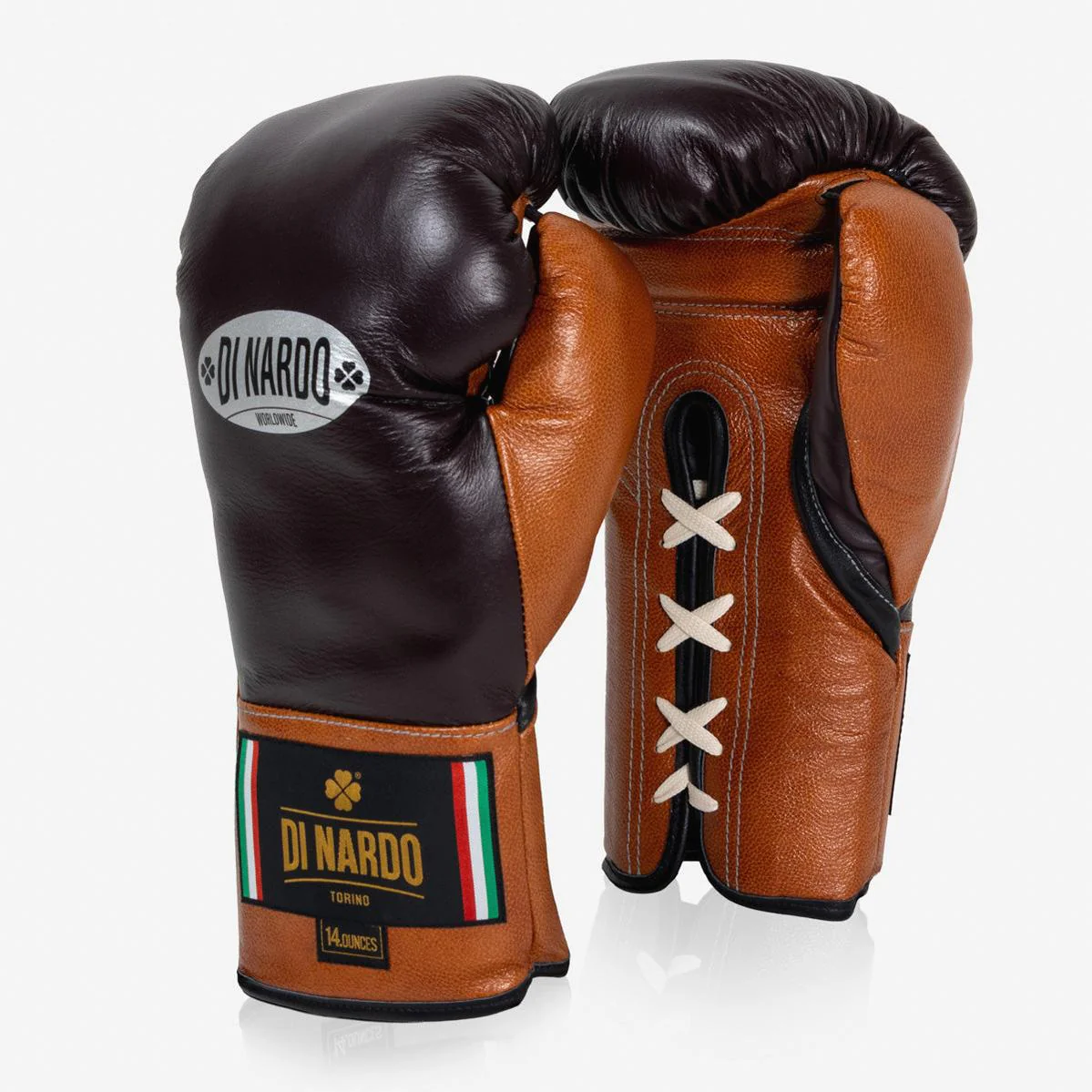 Guantes de boxeo Di Nardo con Cordones 14 Oz Borgoña-coñac - Imagen 3
