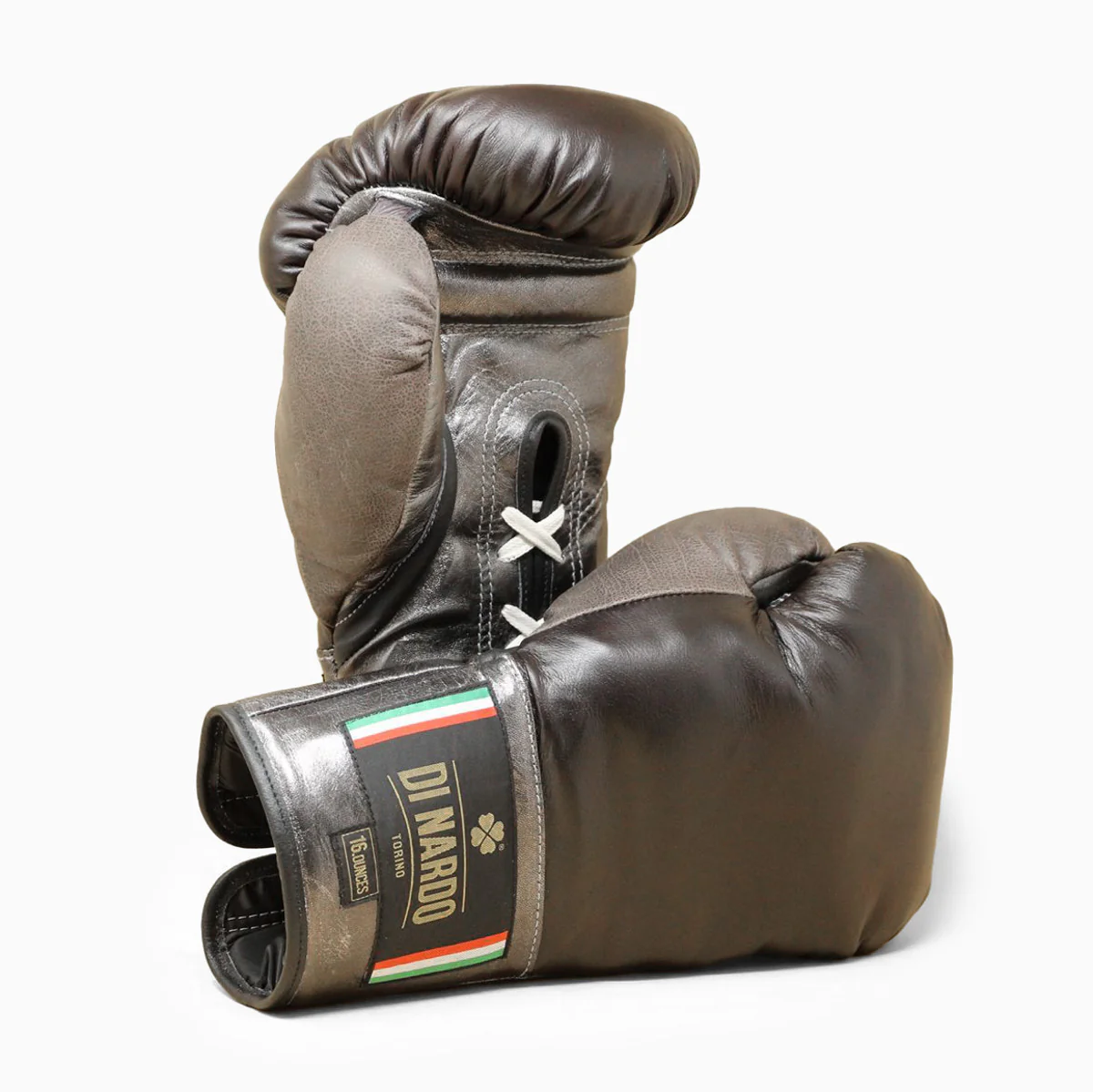 Guantes de boxeo Di Nardo con cordones 16 Oz Marrón-plata
