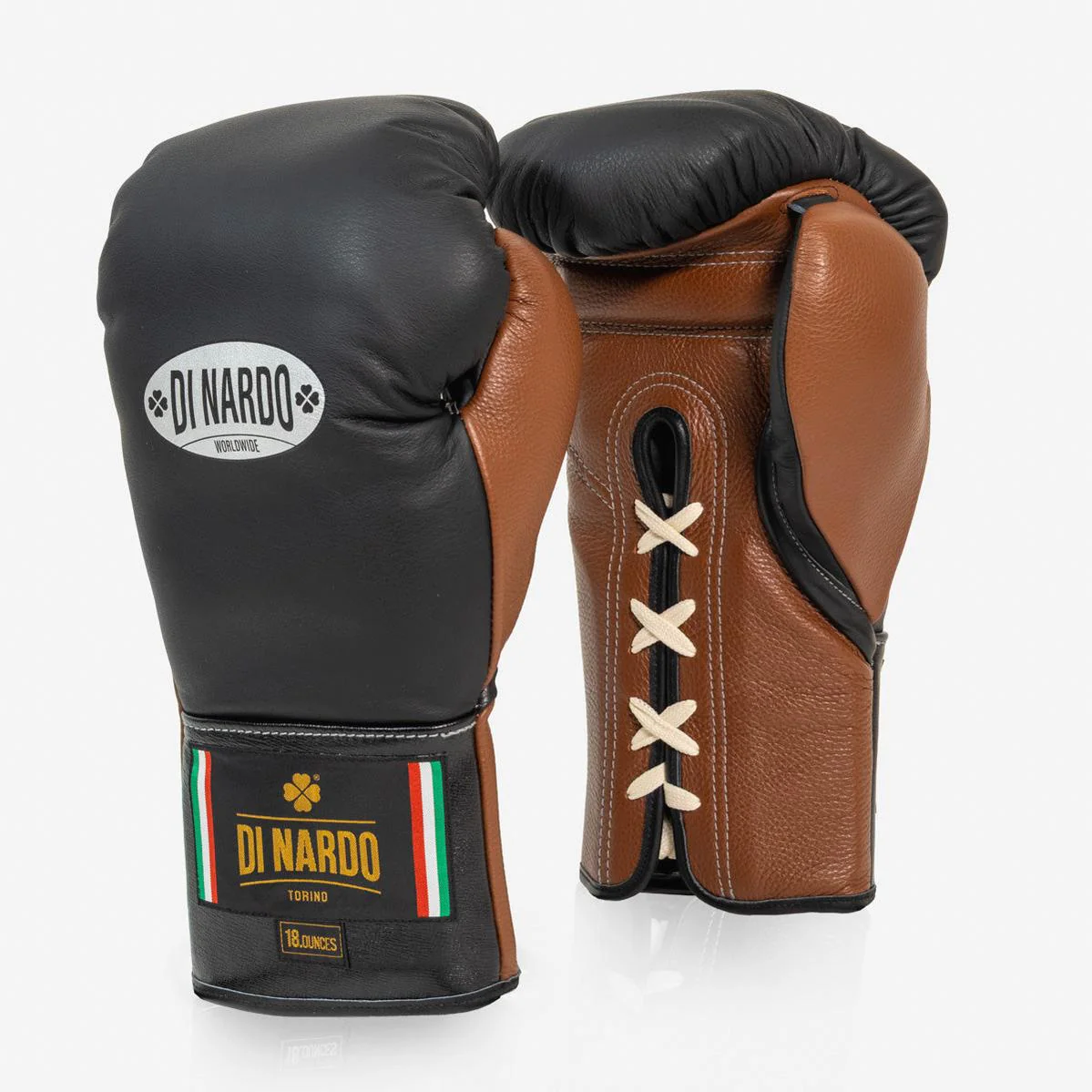 Guantes de boxeo Di Nardo con Cordones 18 Oz Negro-marrón - Imagen 3