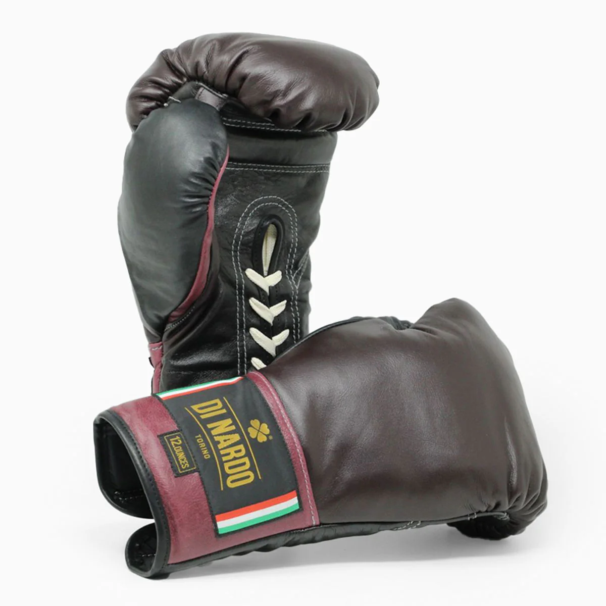 Guantes de boxeo Di Nardo con cordones Borgoña Negro
