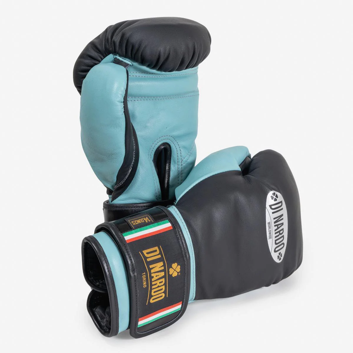 Guantes de boxeo Di Nardo con Velcro 14 Oz Negro-agua