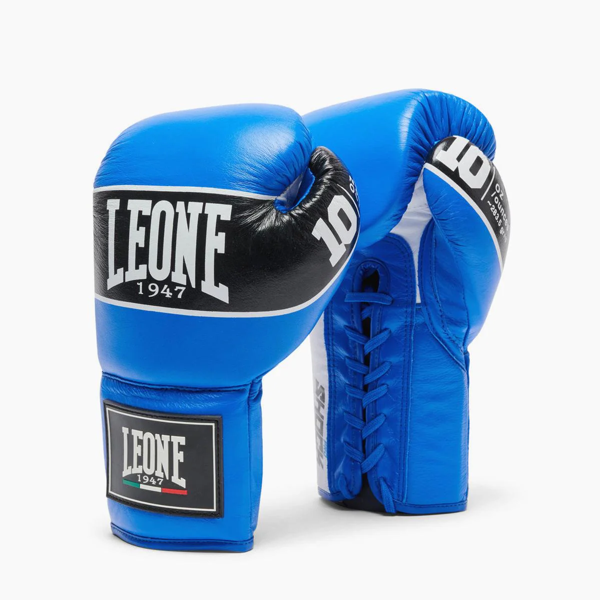 Guantes de boxeo Leone Shock Pro con cordones GN057L Azul