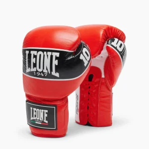 Guantes de boxeo Leone Shock Pro con cordones GN057L Rojo