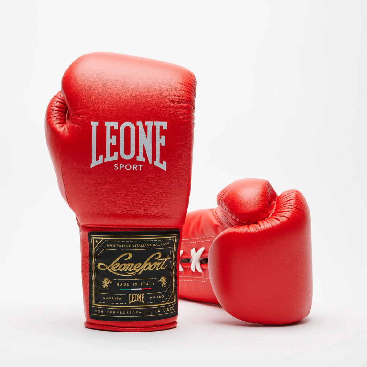 Guantes de boxeo Leone Deporte Orlando Classico con cordones Rojo - Imagen 3