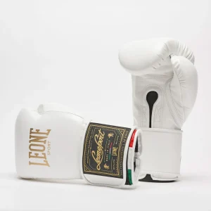 Guantes de boxeo Leone Deporte Orlando Tricolore con velcro Blanco