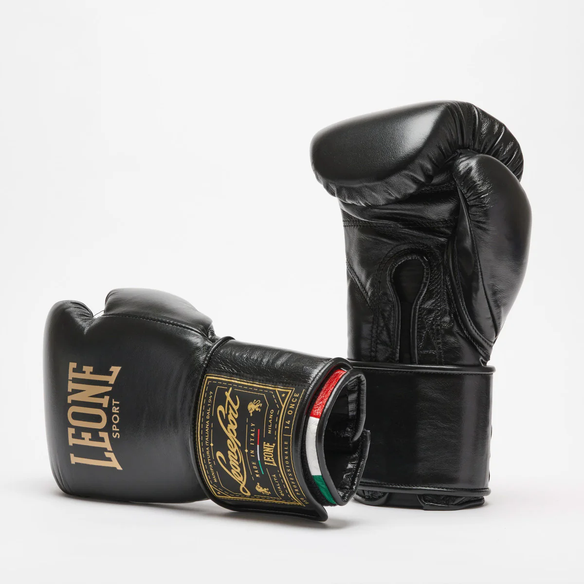 Guantes de boxeo Leone Deporte Orlando Tricolore con velcro Negro