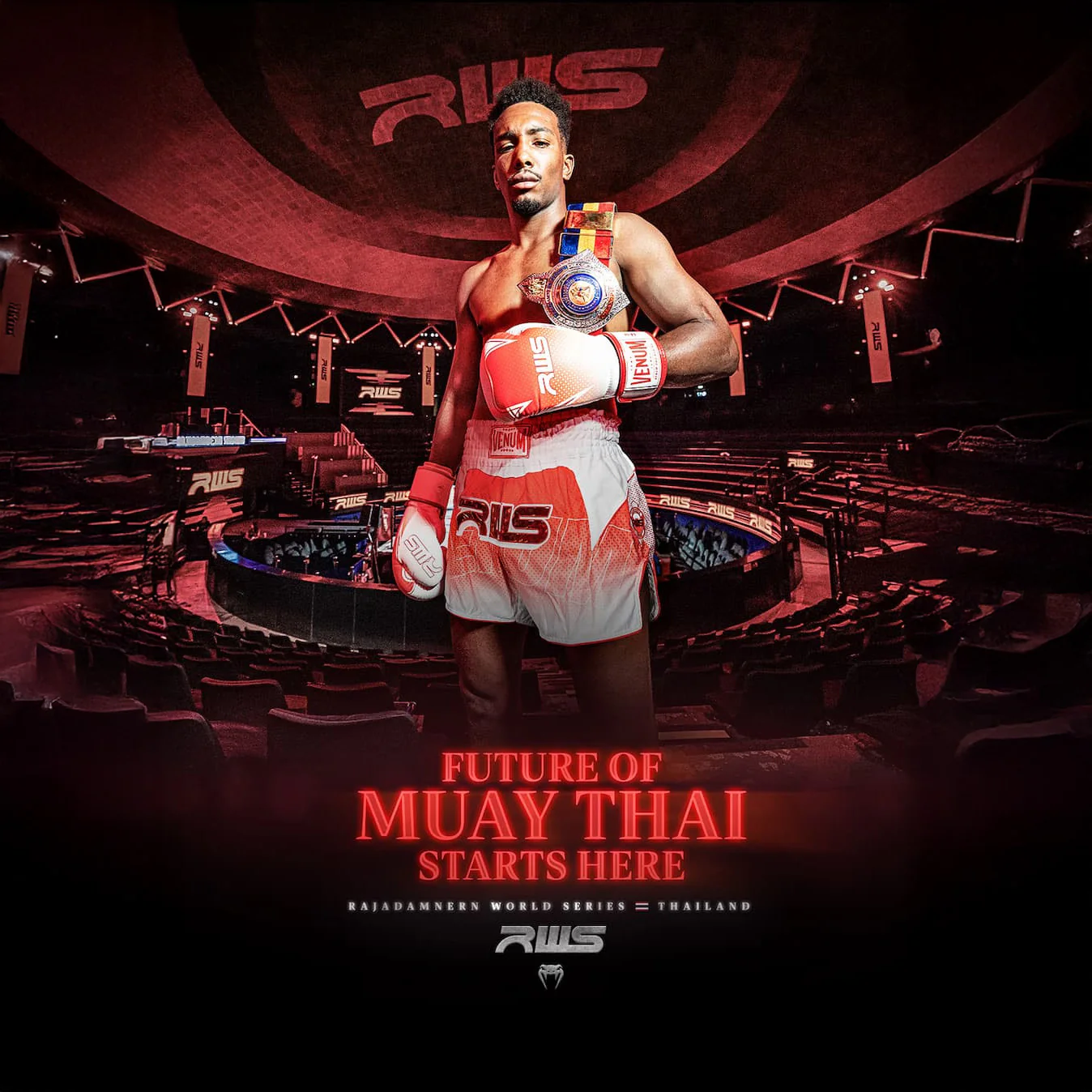 Guantes de boxeo RWS x Venum 2.0 Negro-rojo - Imagen 8